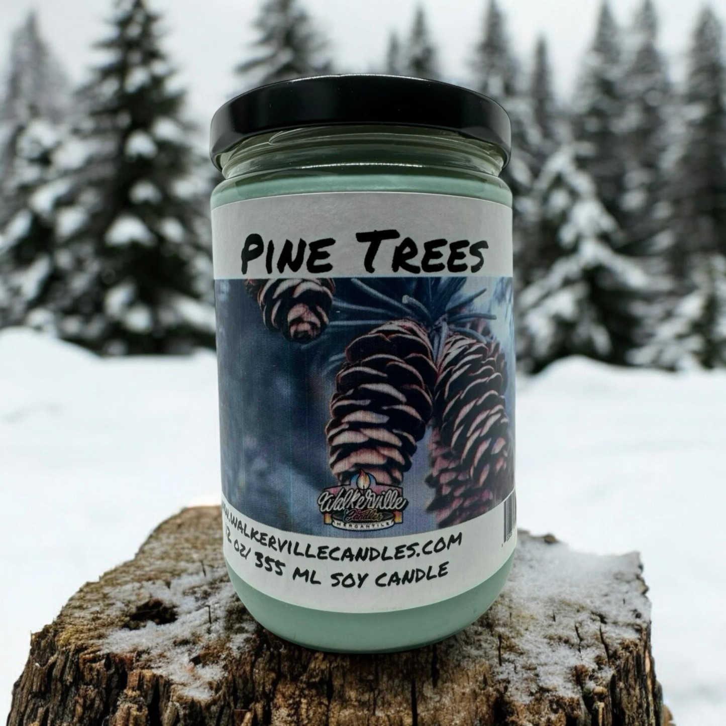 Pine Trees 100% Coconut Soy Eco-friendly 12 oz Candle Wood Wick