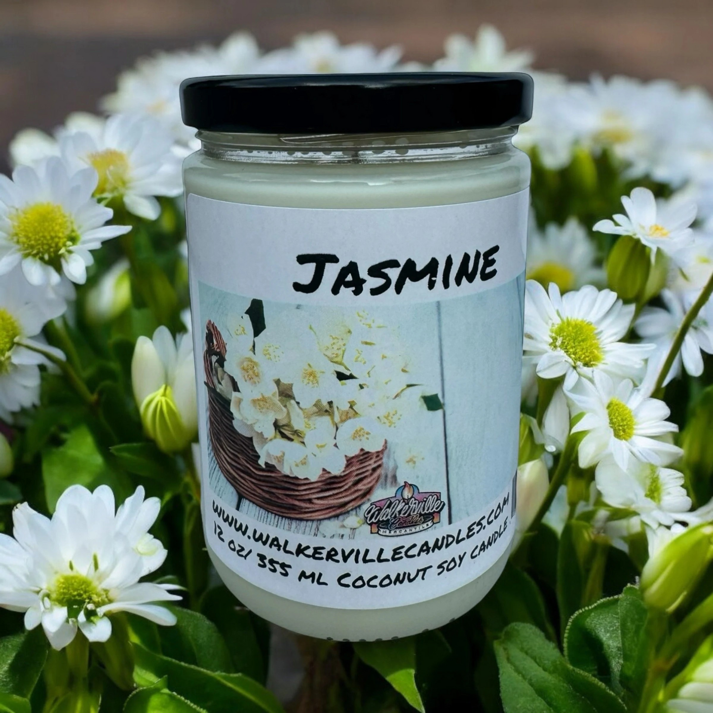 Jasmine 100% Coconut Soy Eco-friendly 12 oz Candle Wood Wick