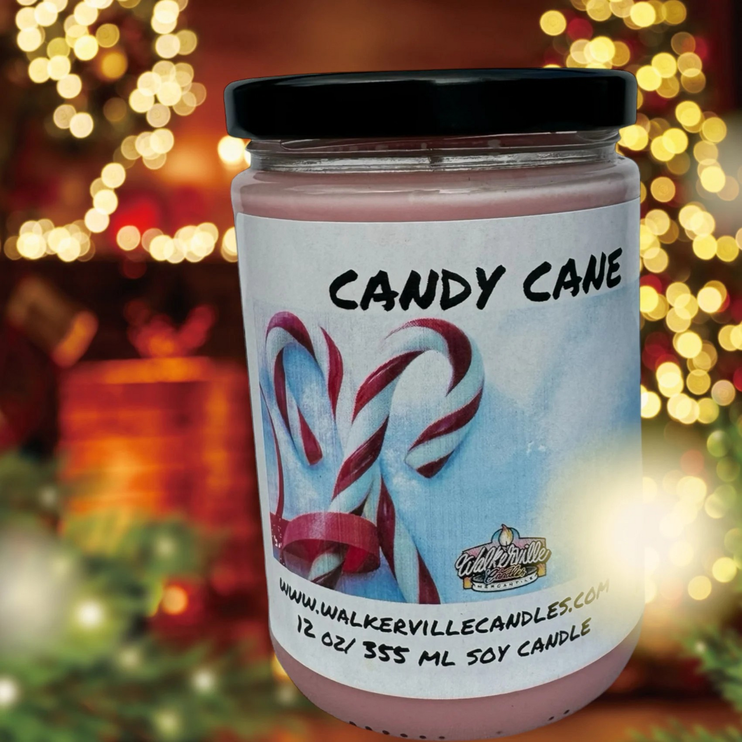 Candy Cane 100% Coconut Soy Eco-friendly 12 oz Candle Wood Wick