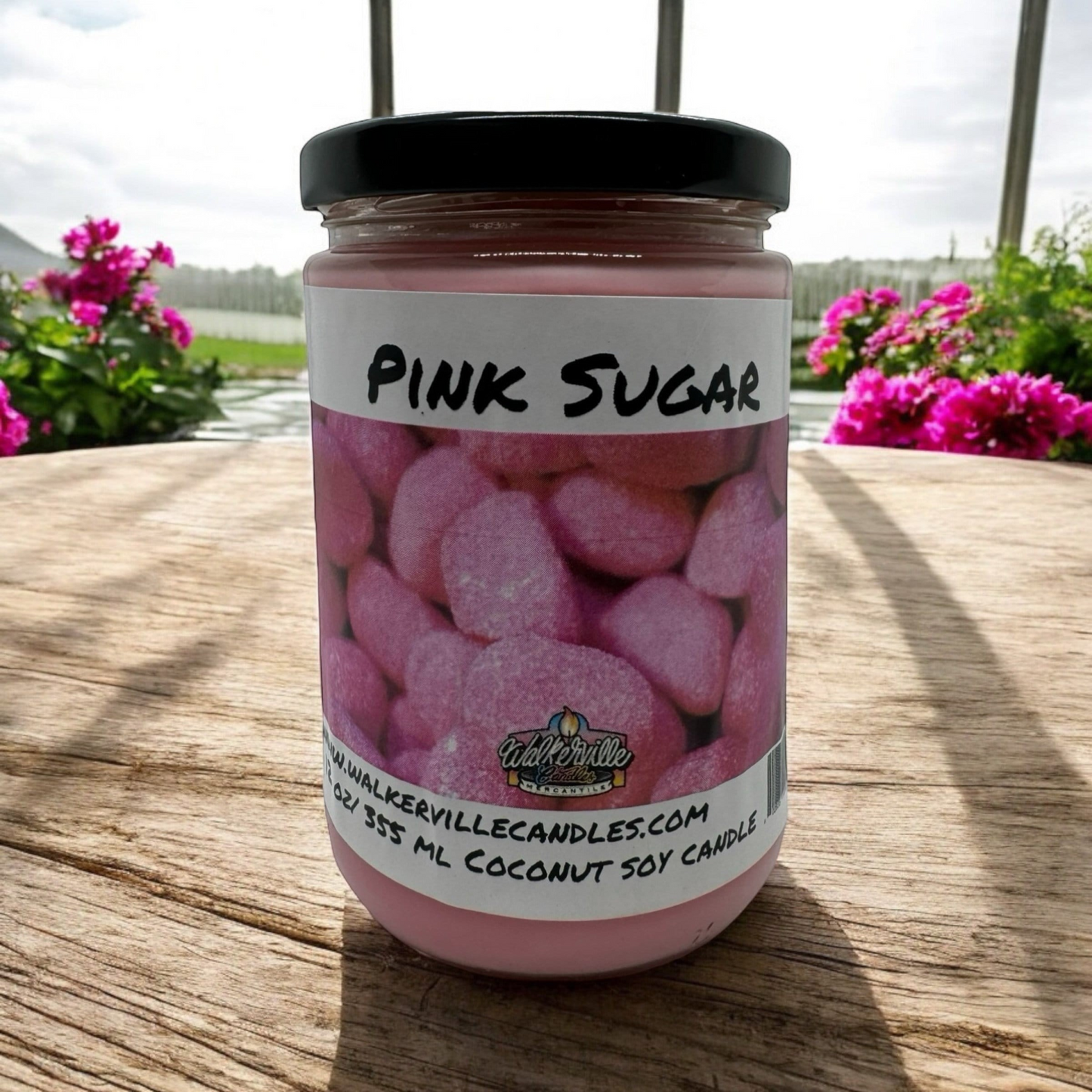 Pink Sugar 100% Coconut Soy Eco-friendly 12 oz Candle Wood Wick