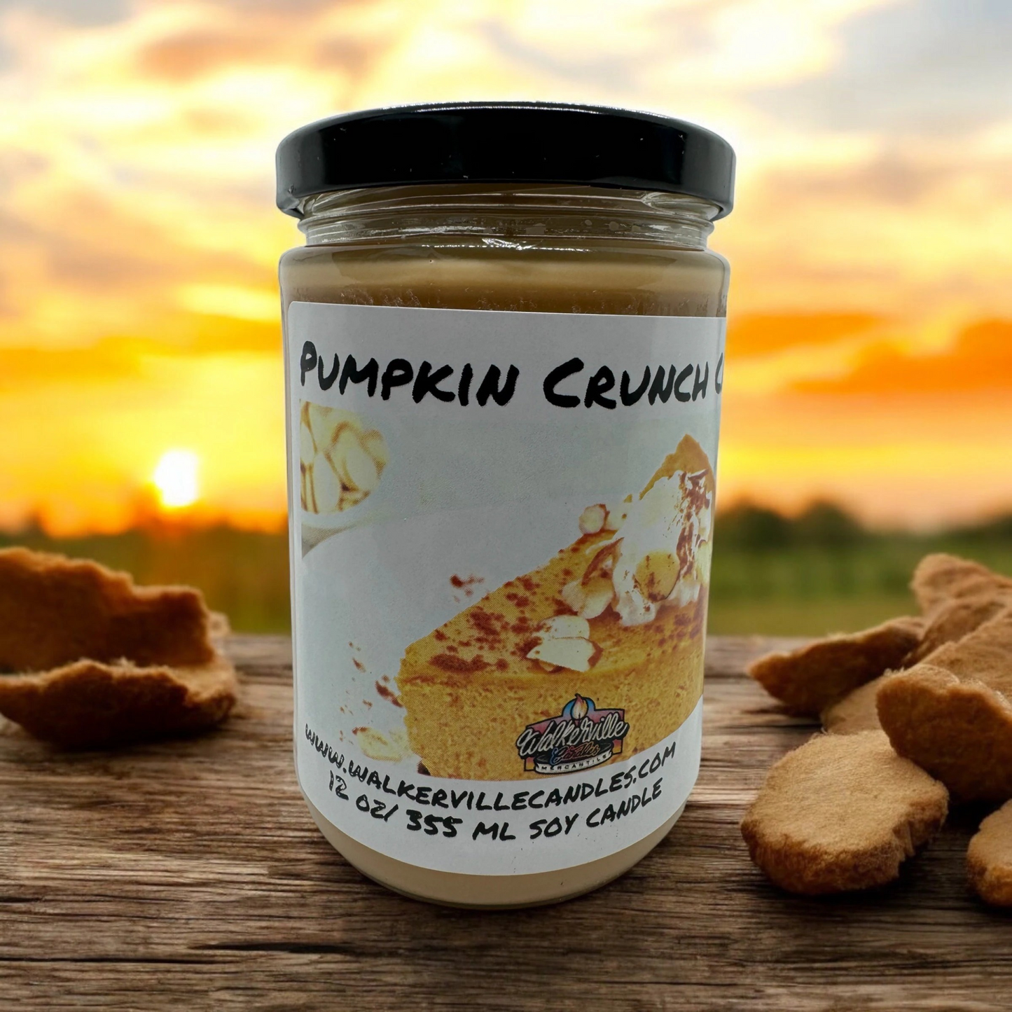 Pumpkin Crunch Cake 100% Coconut Soy Eco-friendly 12 oz Candle Wood Wick
