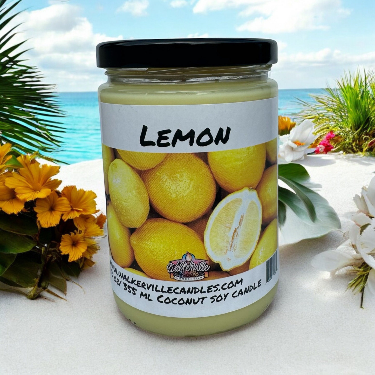 Lemon 100% Coconut Soy Eco-friendly 12 oz Candle Wood Wick