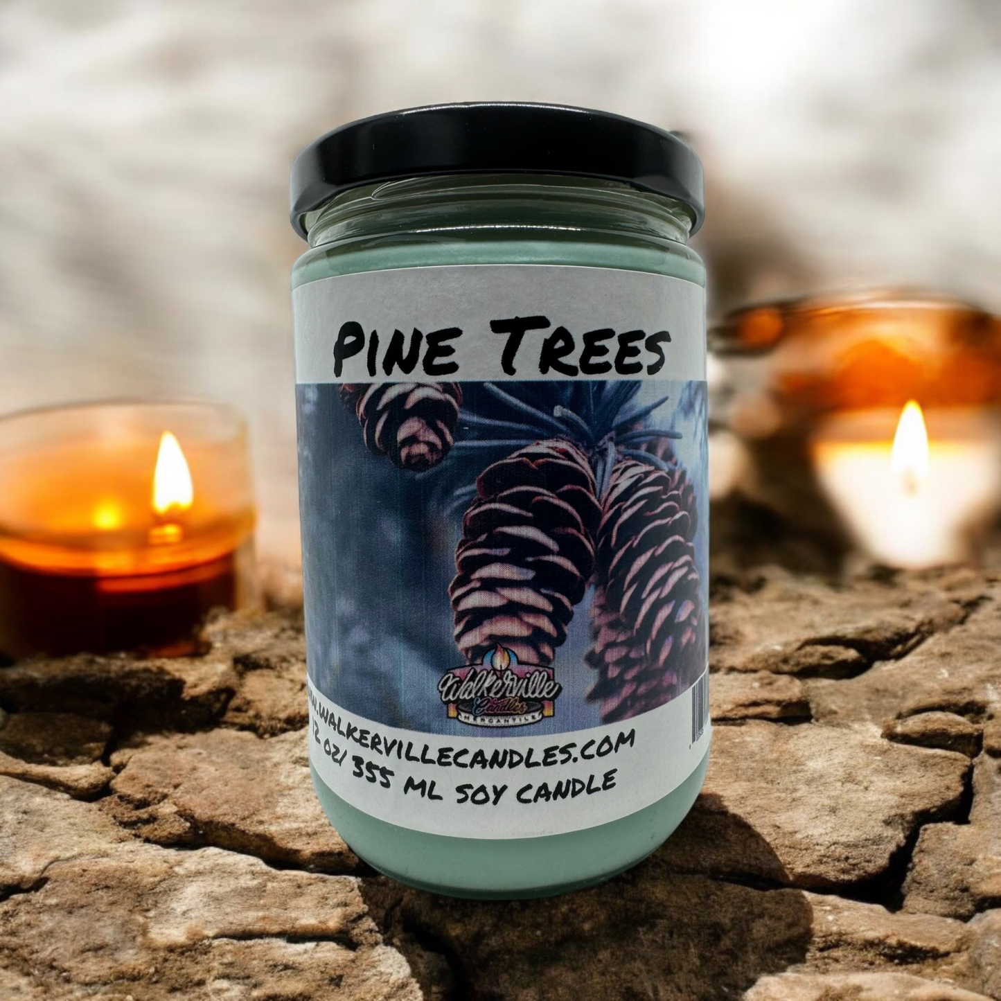 Pine Trees 100% Coconut Soy Eco-friendly 12 oz Candle Wood Wick