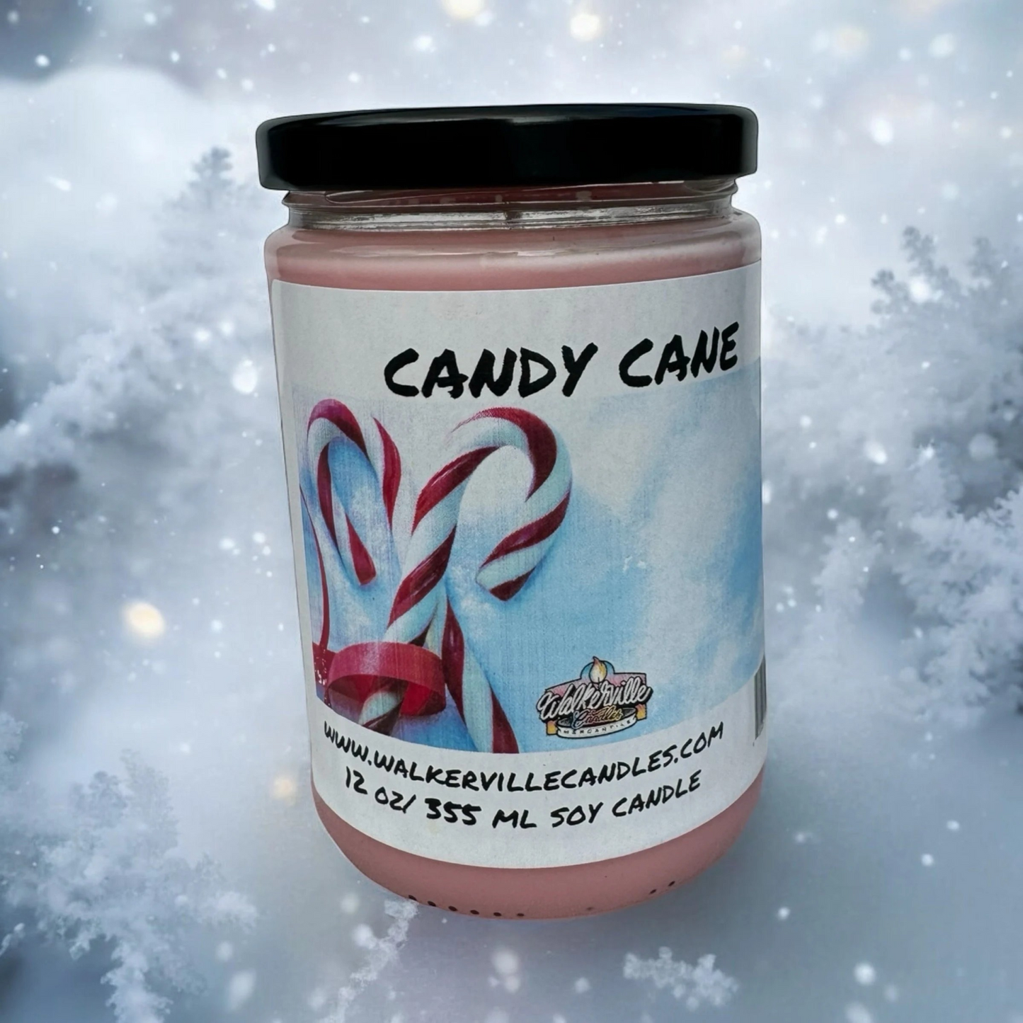 Candy Cane 100% Coconut Soy Eco-friendly 12 oz Candle Wood Wick