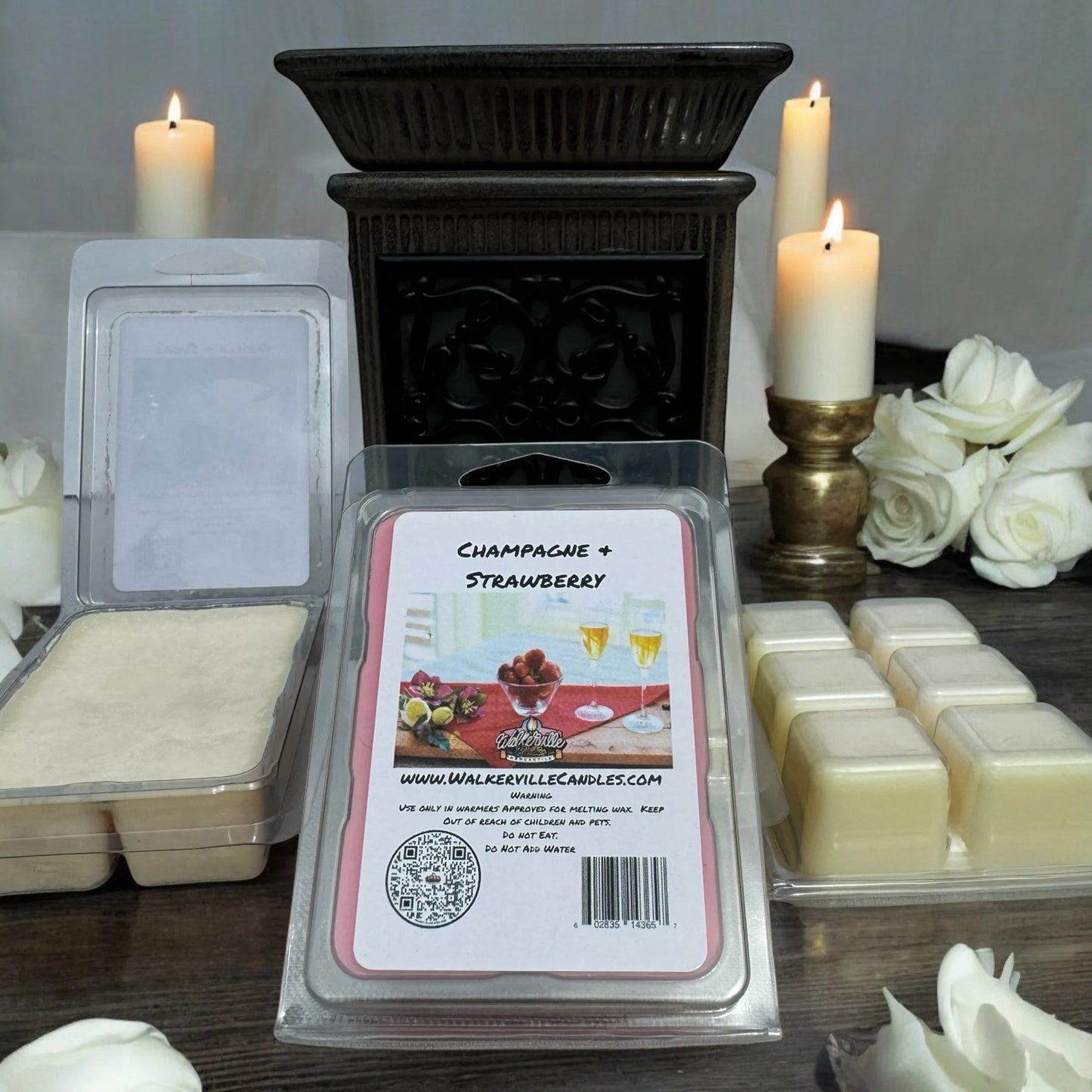 Champagne & Strawberries Vegan Soy wax, Hand-poured, Eco-friendly Bakery Food Drink Wax Melt
