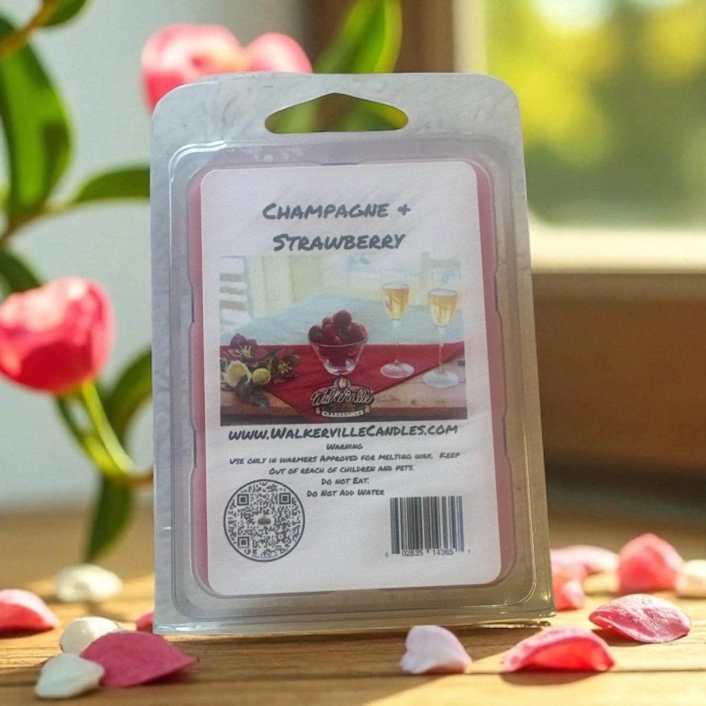 Champagne & Strawberries Vegan Soy wax, Hand-poured, Eco-friendly Bakery Food Drink Wax Melt
