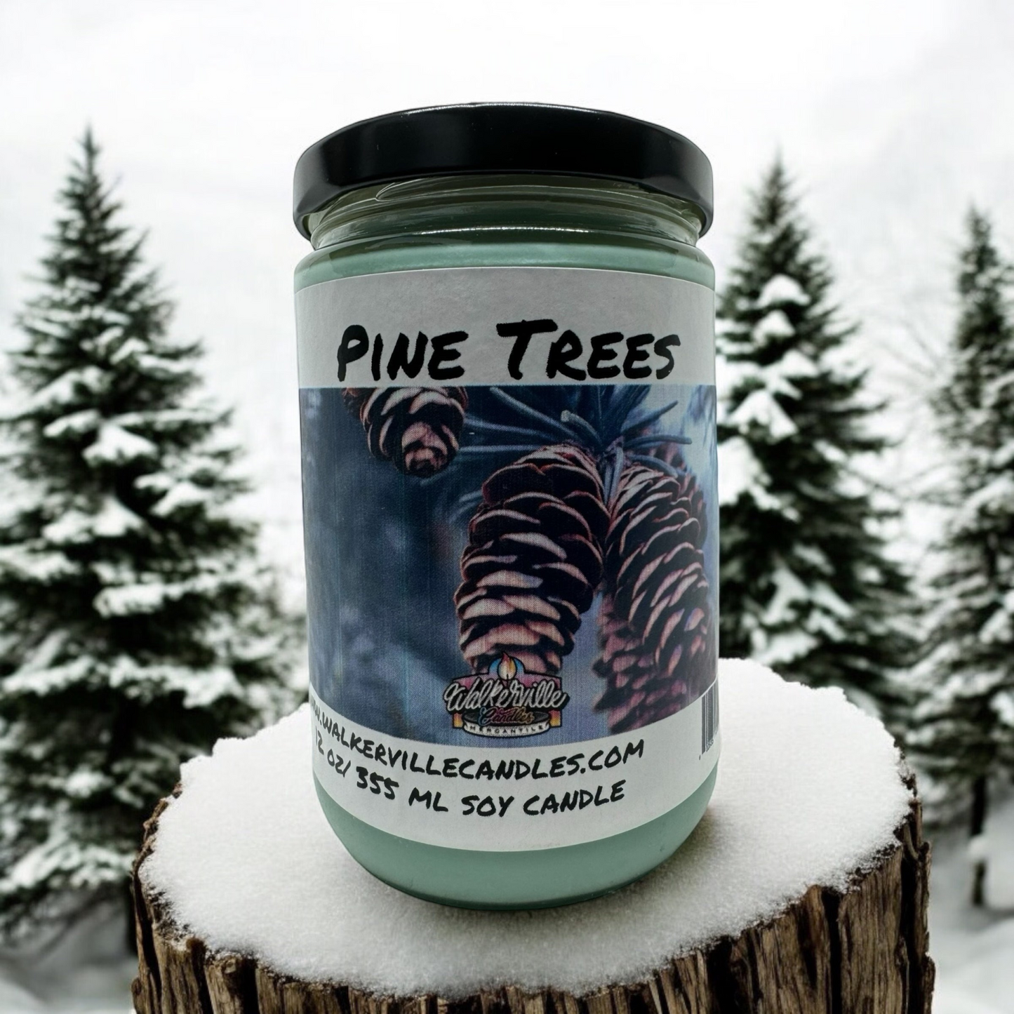 Pine Trees 100% Coconut Soy Eco-friendly 12 oz Candle Wood Wick