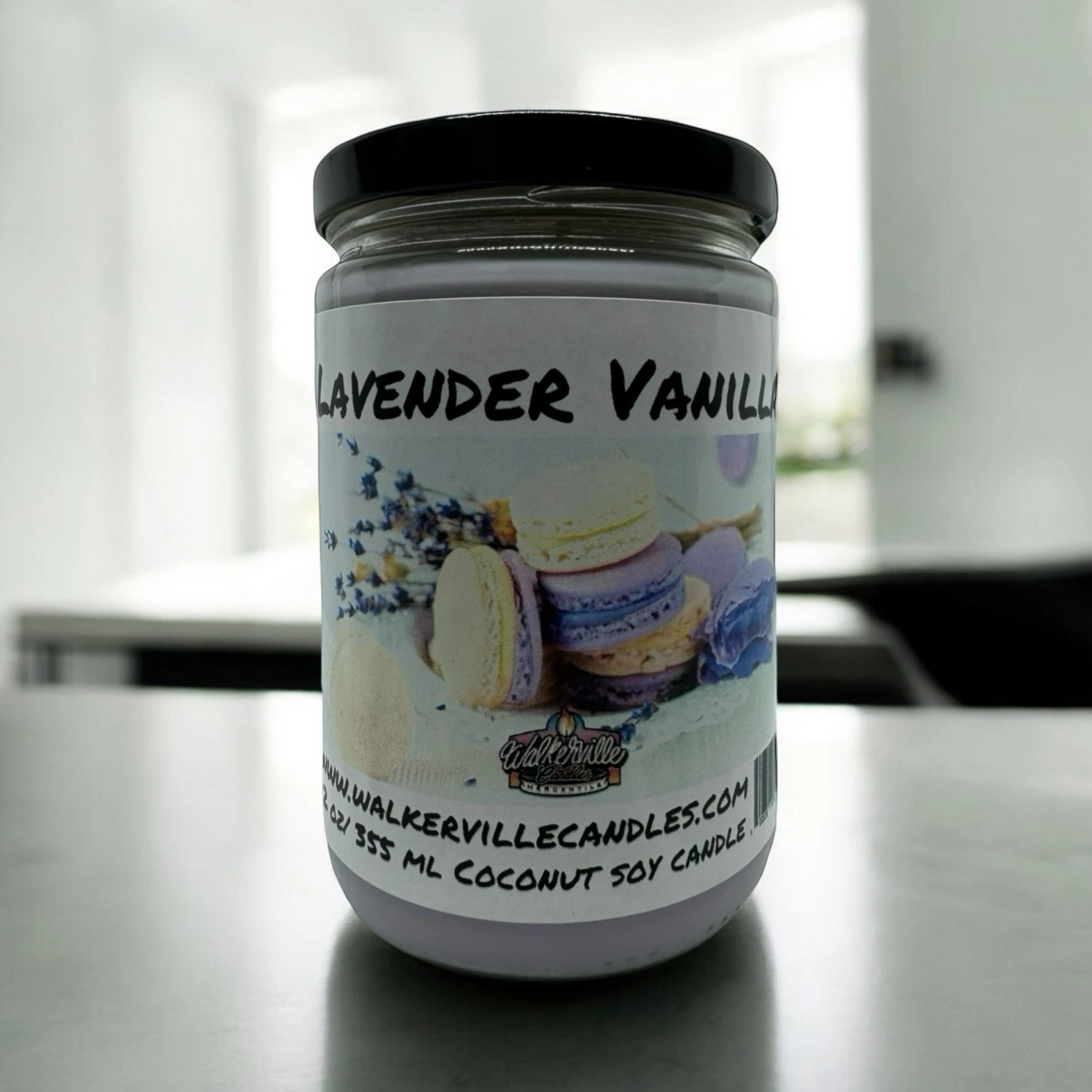 Lavender & Vanilla 100% Coconut Soy Eco-friendly 12 oz Candle Wood Wick