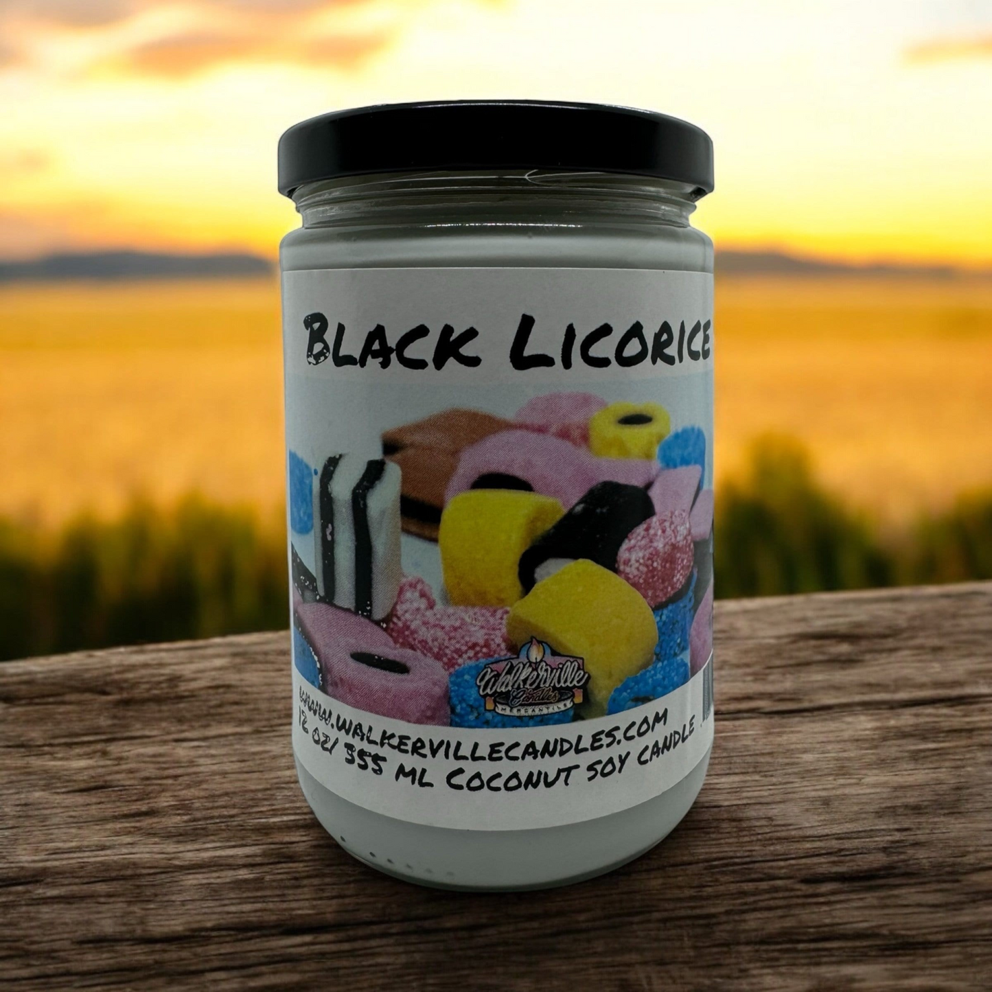 Black Licorice 100% Coconut Soy Eco-friendly 12 oz Candle Wood Wick