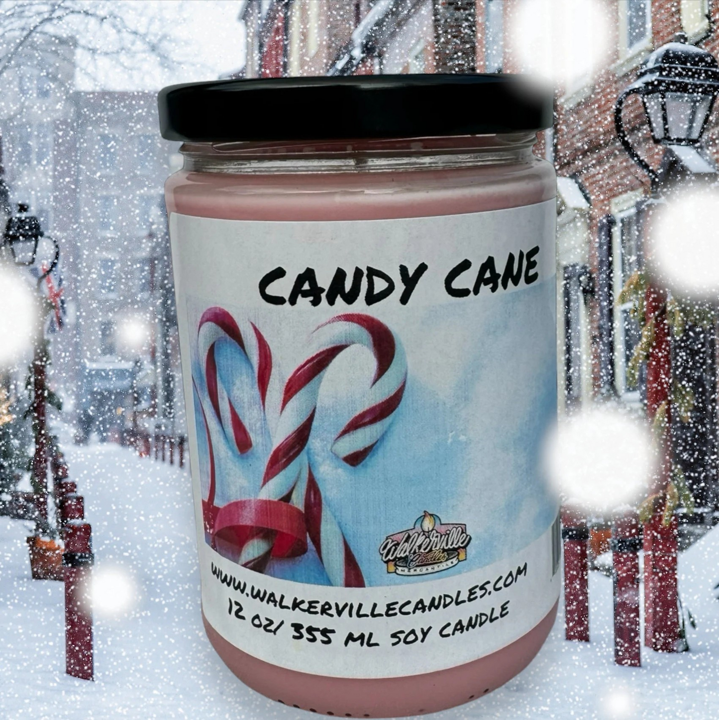 Candy Cane 100% Coconut Soy Eco-friendly 12 oz Candle Wood Wick