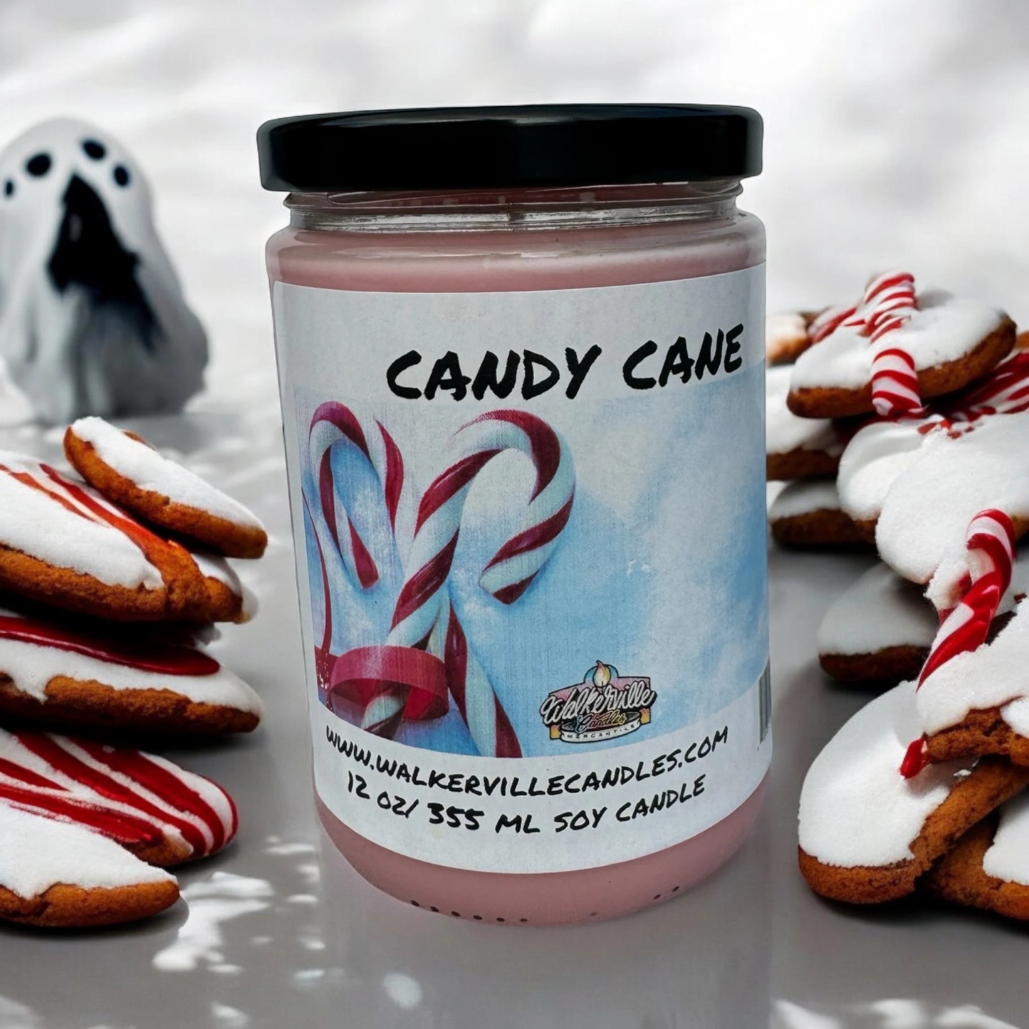 Candy Cane 100% Coconut Soy Eco-friendly 12 oz Candle Wood Wick