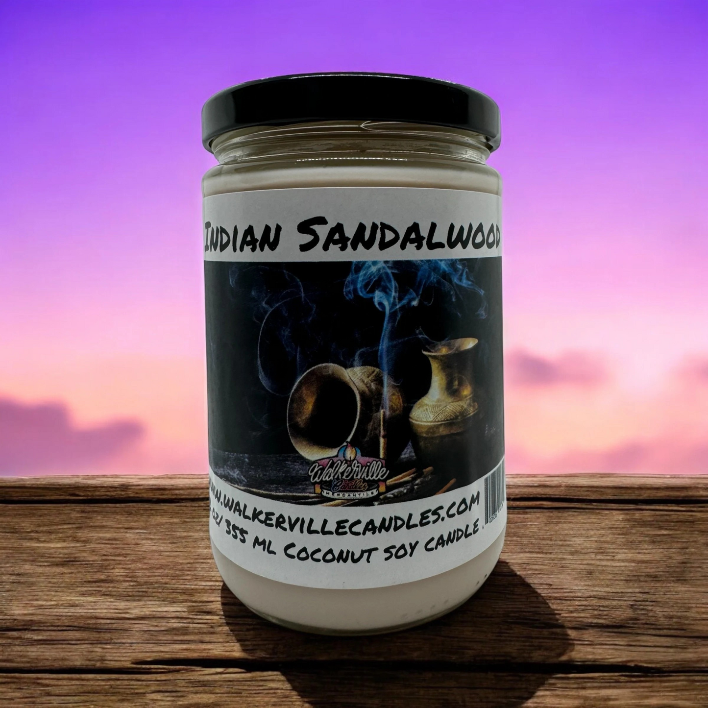 Indian Sandalwood 100% Coconut Soy Eco-friendly 12 oz Candle Wood Wick
