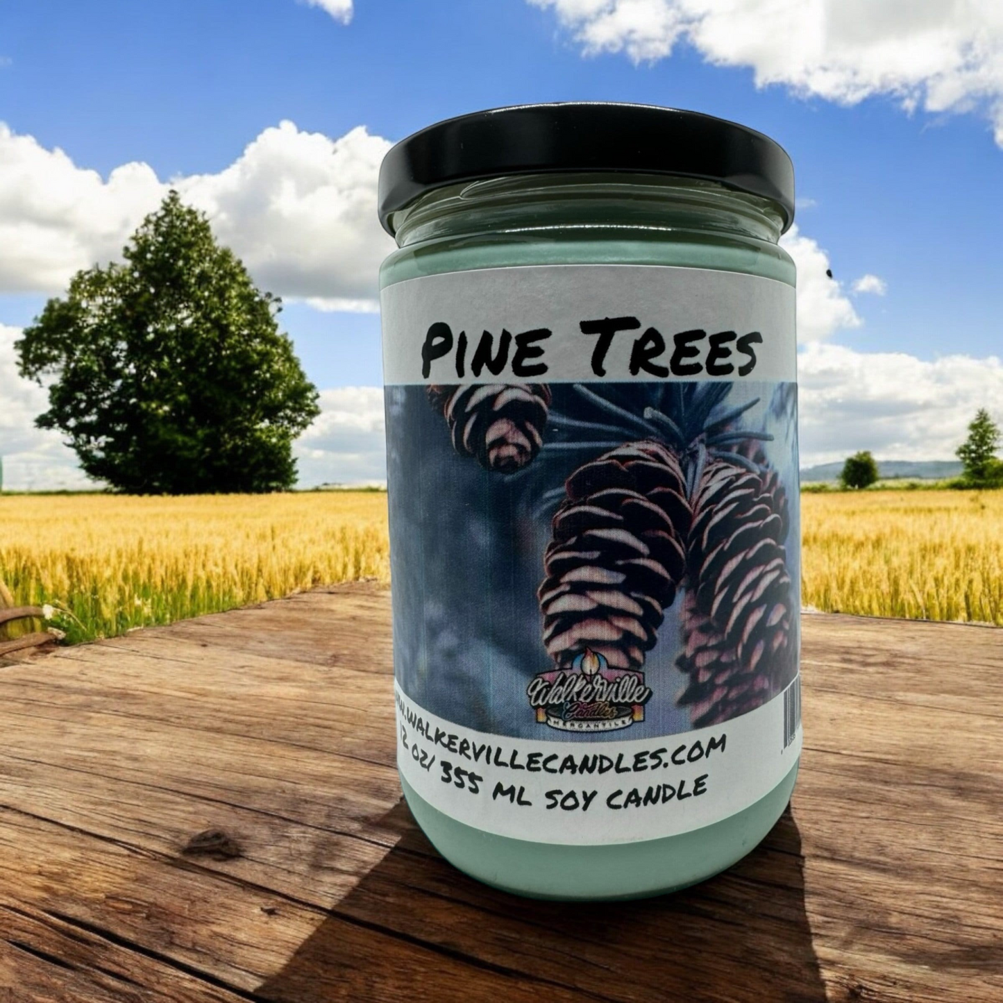 Pine Trees 100% Coconut Soy Eco-friendly 12 oz Candle Wood Wick