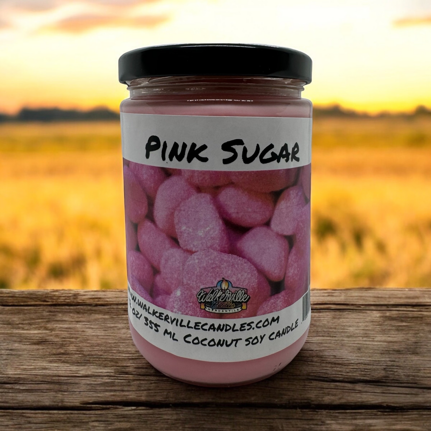 Pink Sugar 100% Coconut Soy Eco-friendly 12 oz Candle Wood Wick