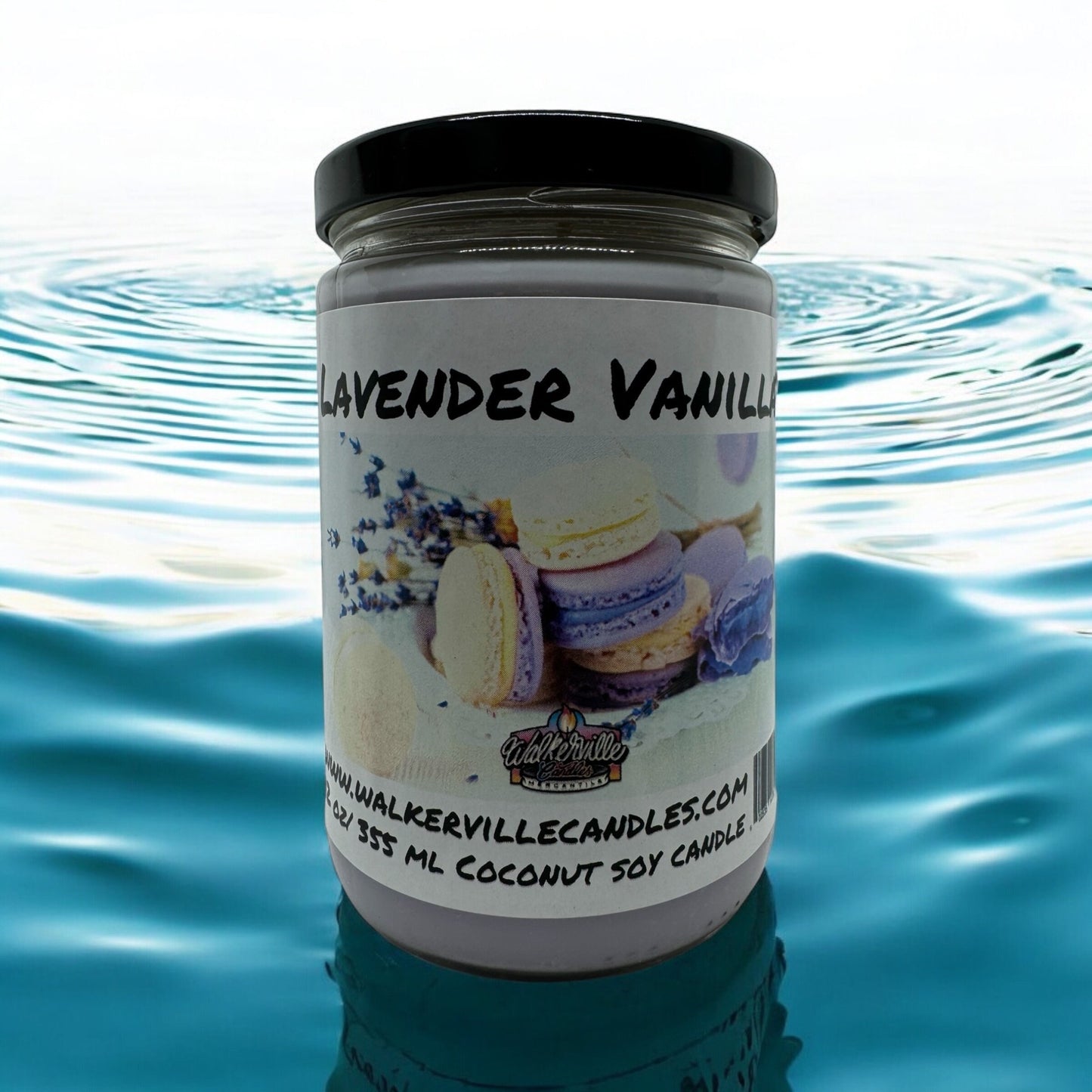 Lavender & Vanilla 100% Coconut Soy Eco-friendly 12 oz Candle Wood Wick