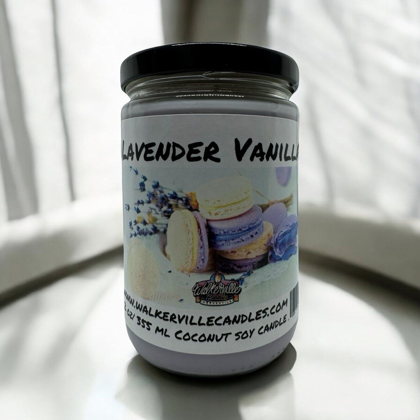 Lavender & Vanilla 100% Coconut Soy Eco-friendly 12 oz Candle Wood Wick