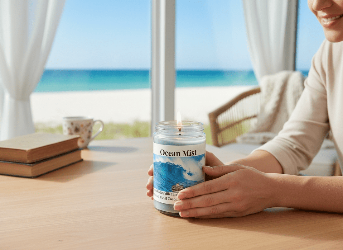 Ocean Mist Coconut Soy 12.5 oz/ 375 ml Candle Wood Wick - Walkerville Candles