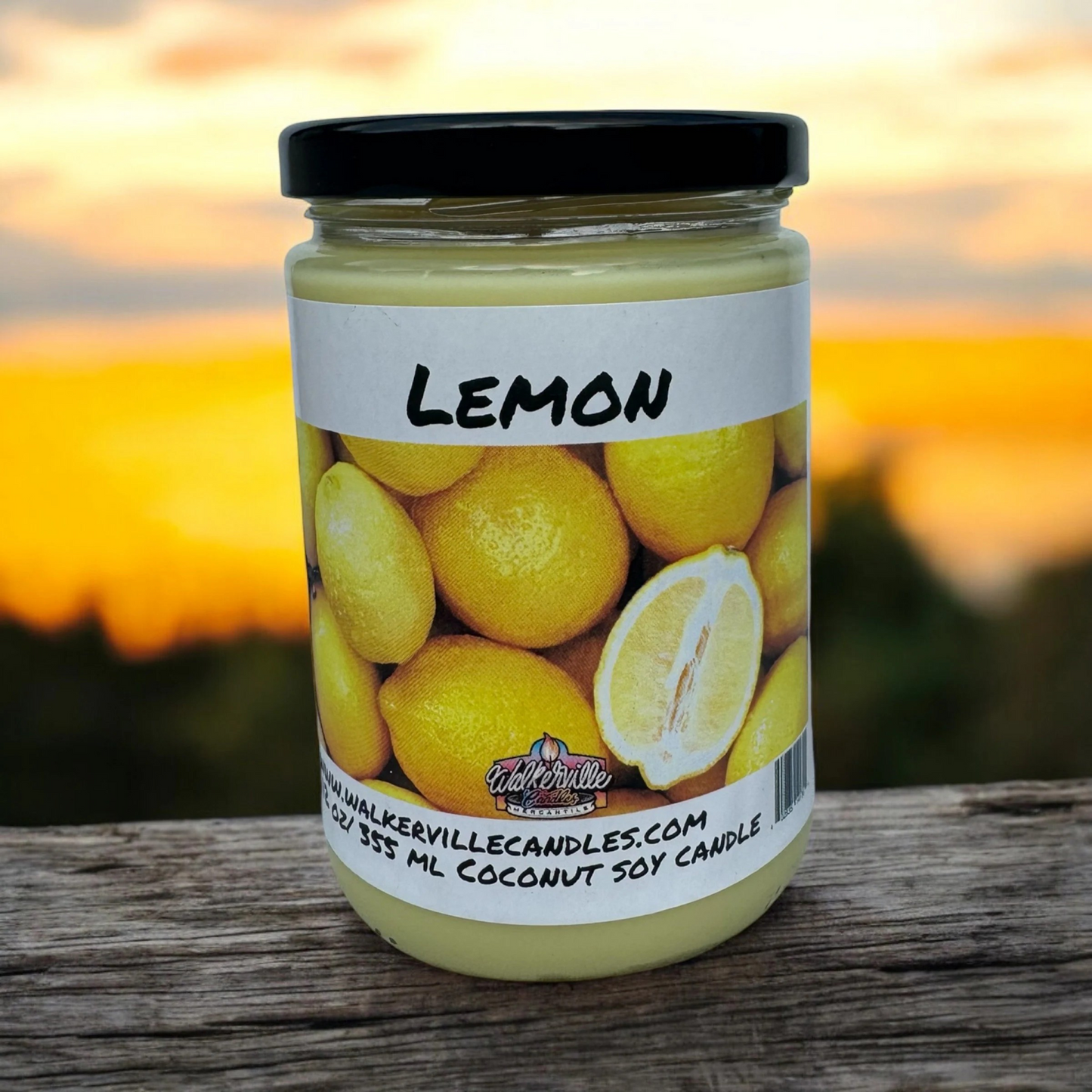 Lemon 100% Coconut Soy Eco-friendly 12 oz Candle Wood Wick