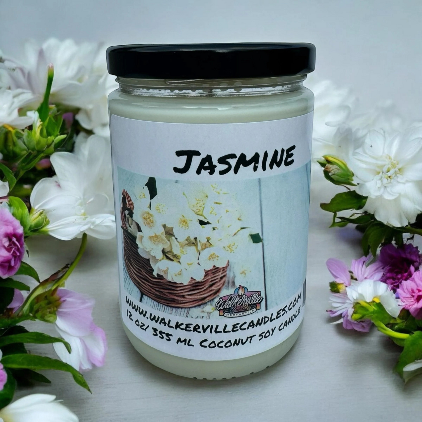 Jasmine 100% Coconut Soy Eco-friendly 12 oz Candle Wood Wick
