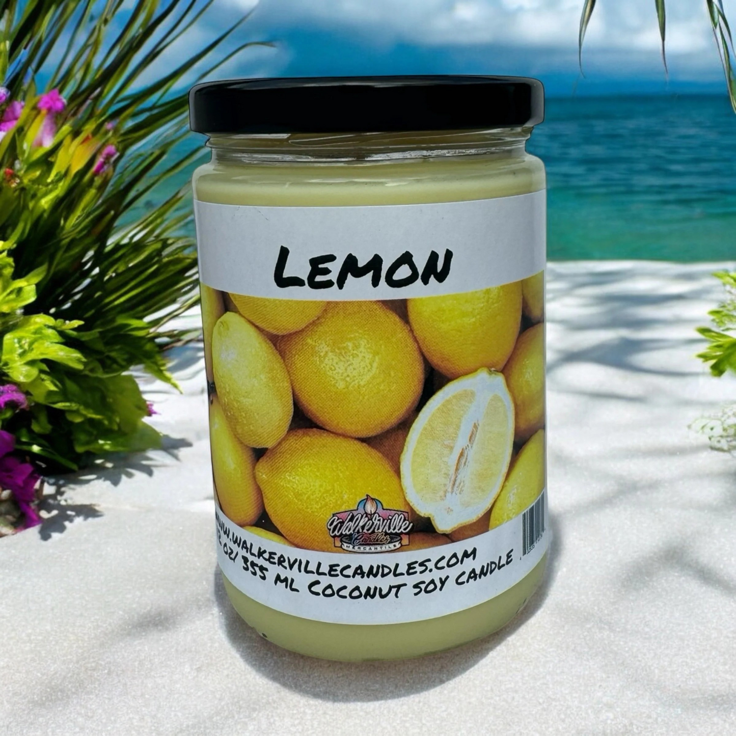 Lemon 100% Coconut Soy Eco-friendly 12 oz Candle Wood Wick