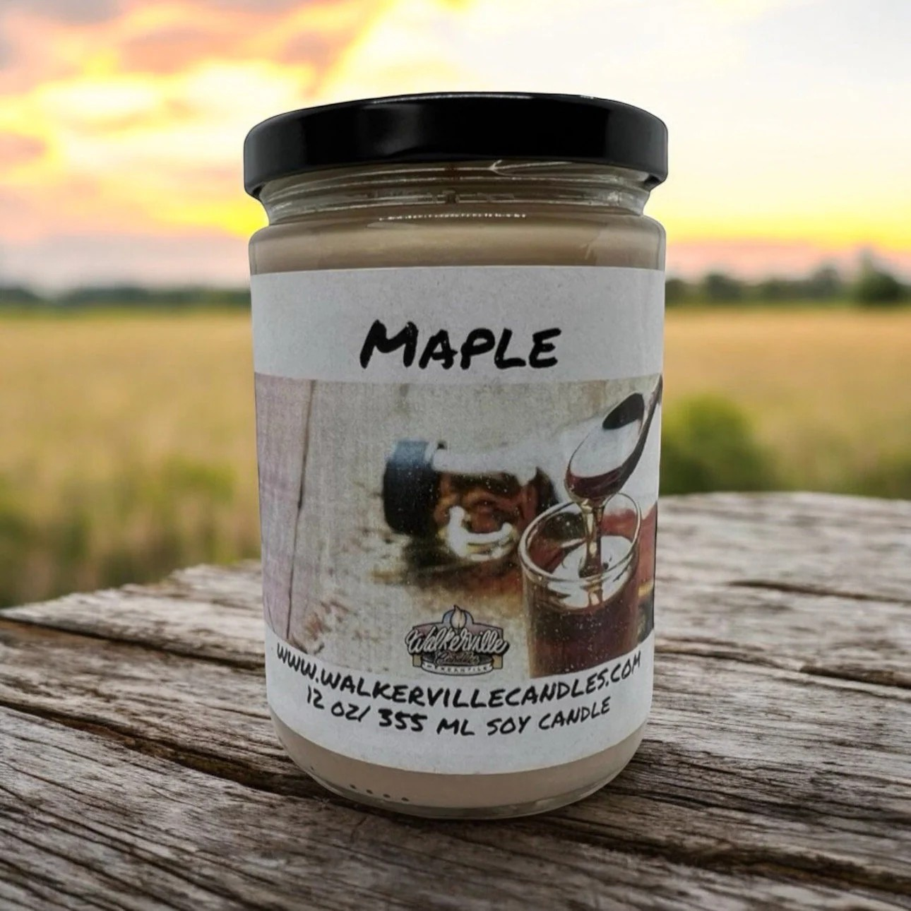 Maple 100% Coconut Soy Eco-friendly 12 oz Candle Wood Wick