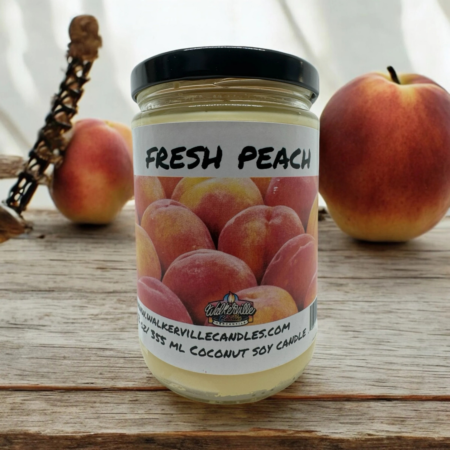 Fresh Peach 100% Coconut Soy Eco-friendly 12 oz Candle