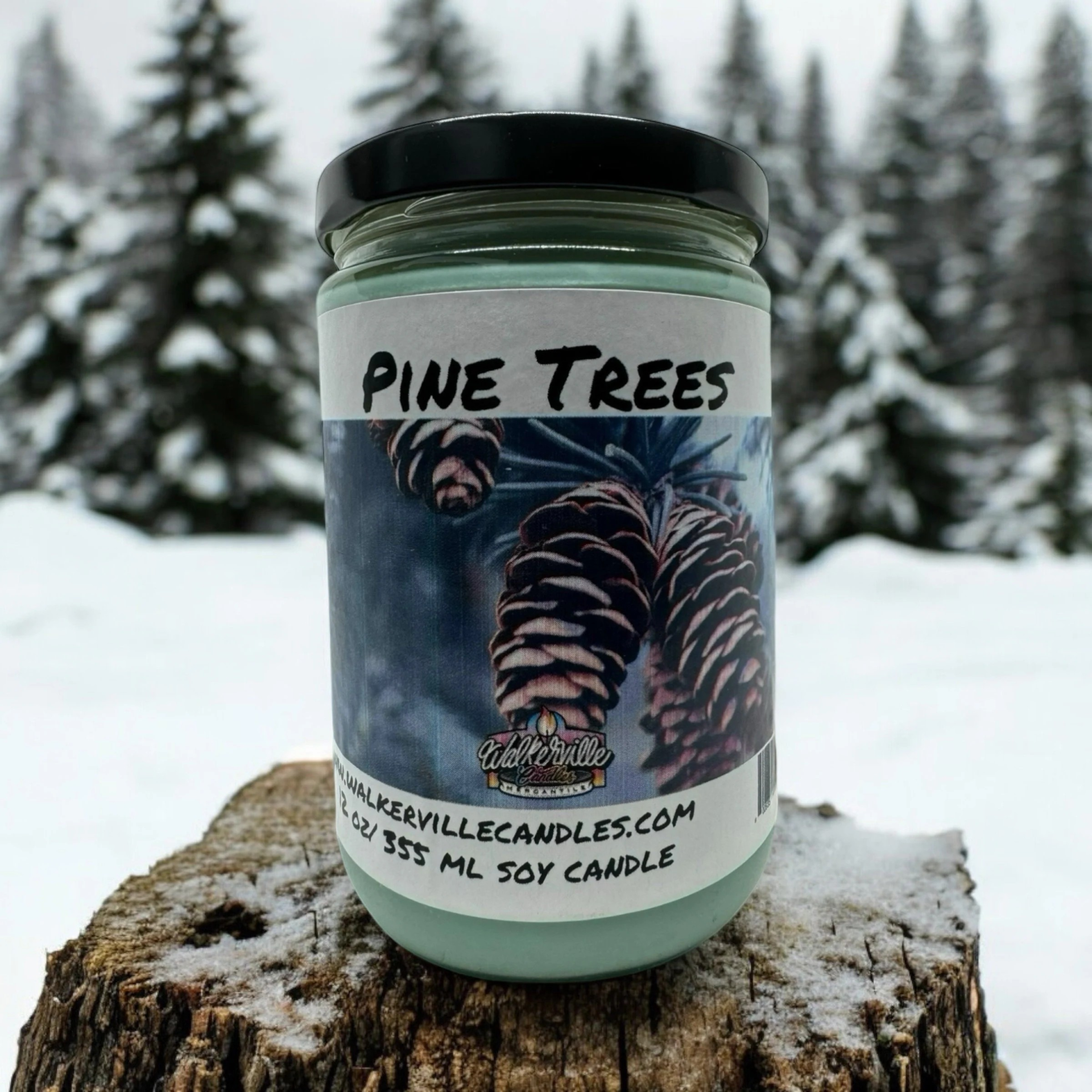 Pine Trees Vegan Coconut Soy 12 oz/ 355 ml Candle Hand-poured, Eco-friendly, Clean Burning, Christmas Woodsy Clean