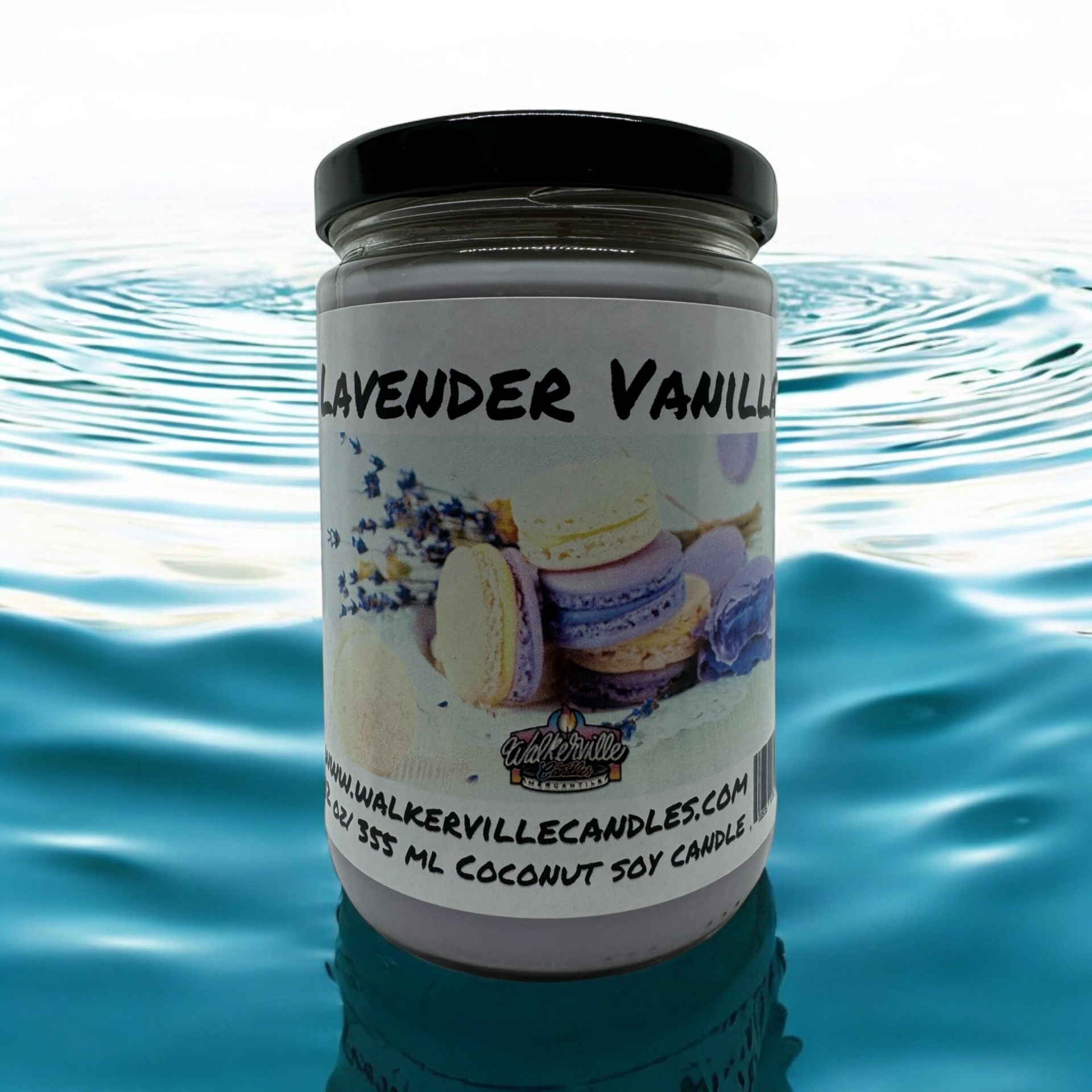 Lavender & Vanilla Vegan Coconut Soy 12 oz/ 355 ml Candle Hand-poured, Eco-friendly, Clean Burning, Floral Wood Wick