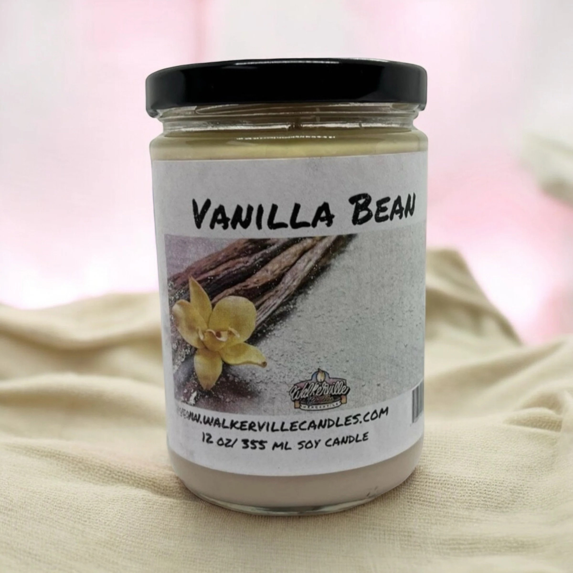 Vanilla Bean Vegan Coconut Soy 12 oz/ 355 ml Candle Hand-poured, Eco-friendly, Clean Burning, Bakery, Food, Drink Wood Wick