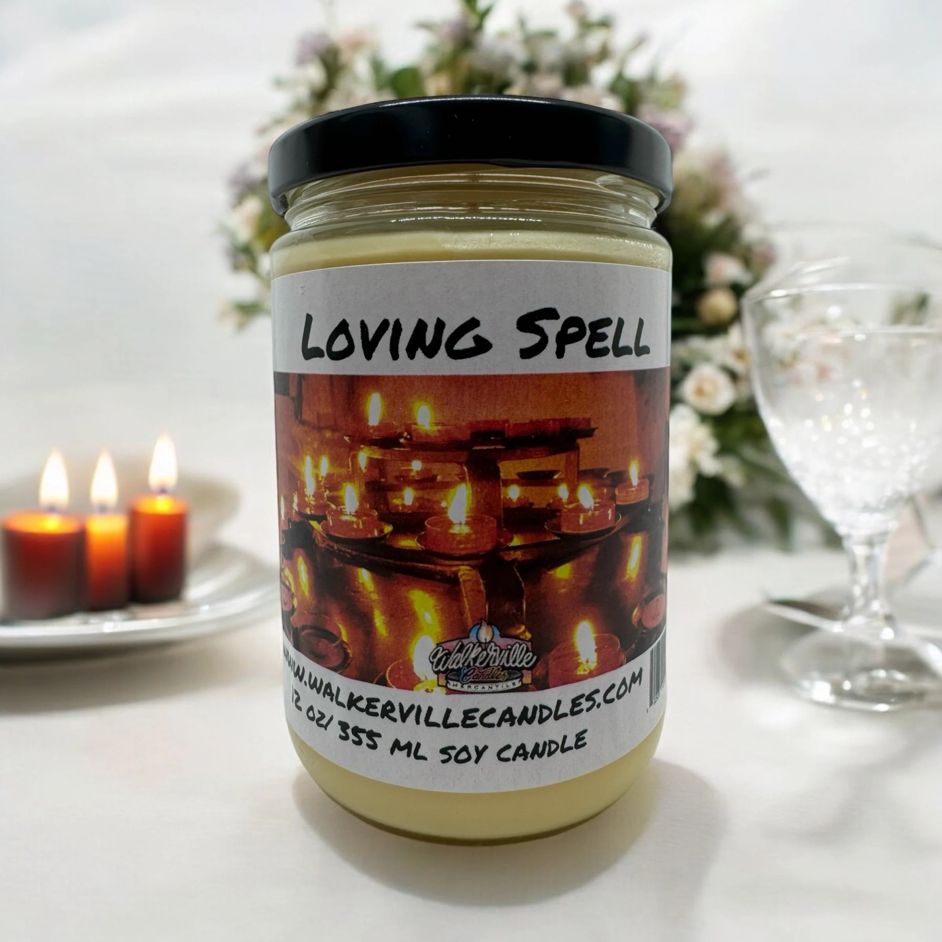 Loving Spell Vegan Coconut Soy 12 oz/ 355 ml Candle Hand-poured, Eco-friendly, Clean Burning, Woodsy/ Clean Fruity Wood Wick