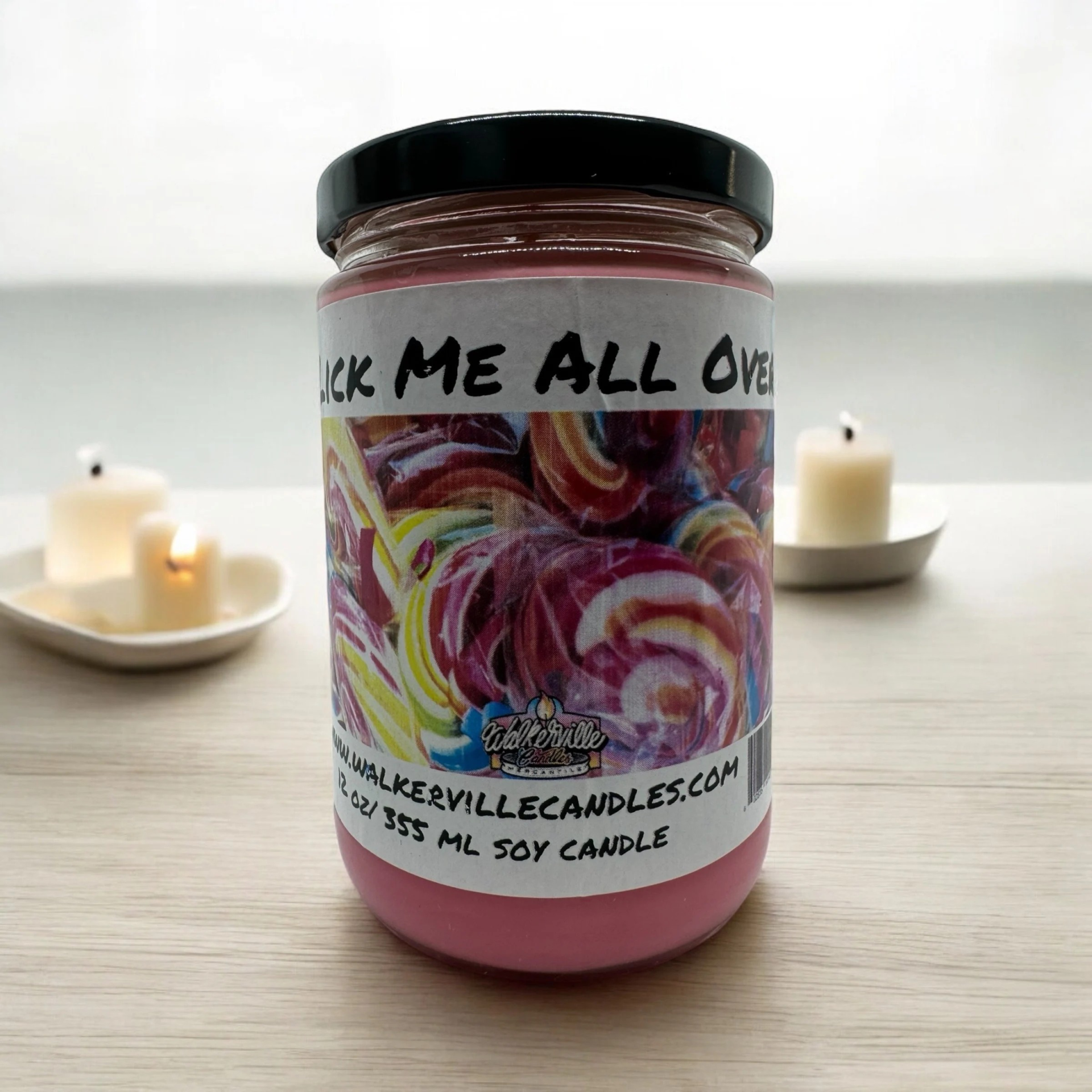 Lick Me All Over Vegan Coconut Soy 12 oz/ 355 ml Candle Hand-poured, Eco-friendly, Clean Burning, Fruity Floral Wood Wick
