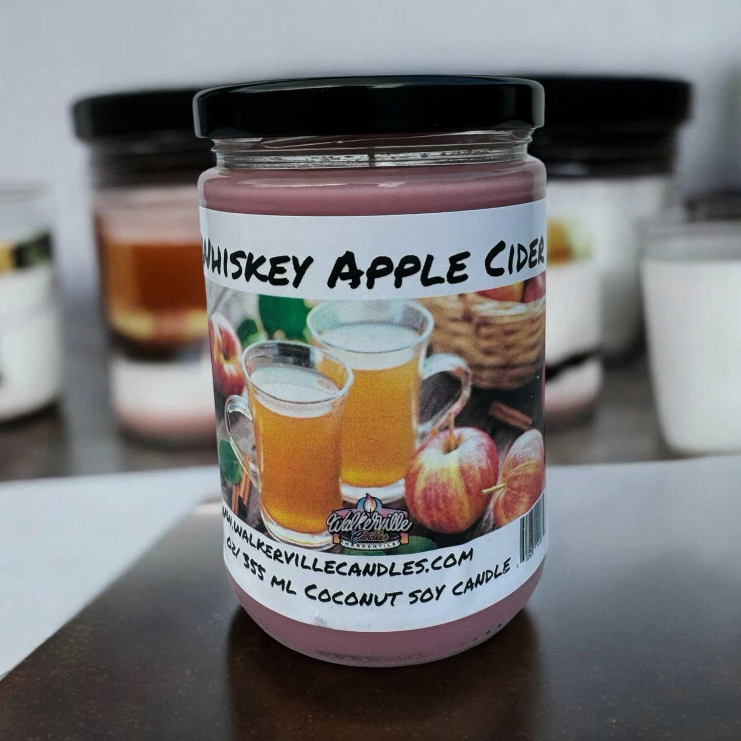 Whiskey Apple Cider 100% Coconut Soy Eco-friendly 12 oz Candle Wood Wick
