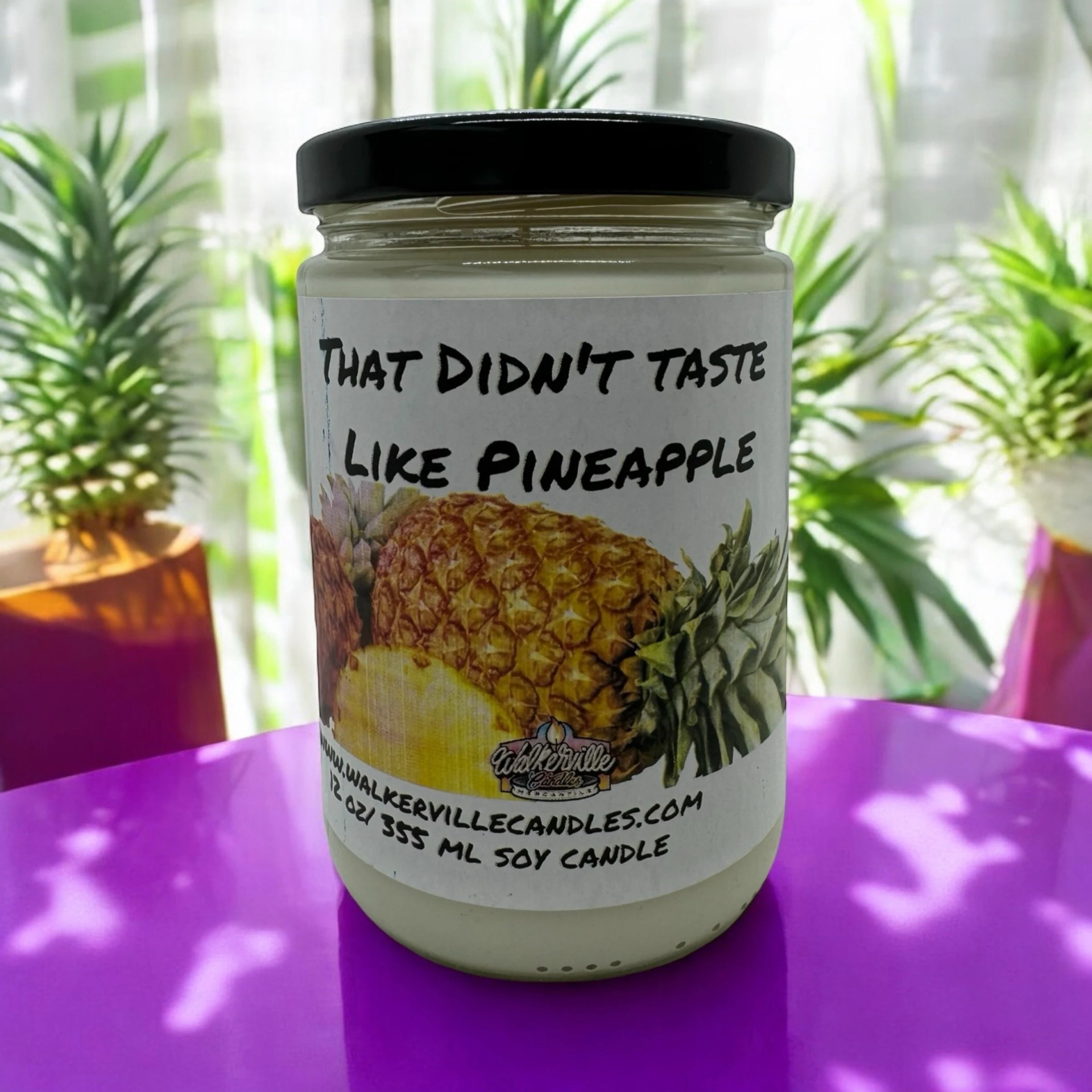 That Didn't Taste Like Pineapple Vegan Coconut Soy 12 oz/ 355 ml Candle Hand-poured, Eco-friendly, Clean Burning, Fruity Wood Wick