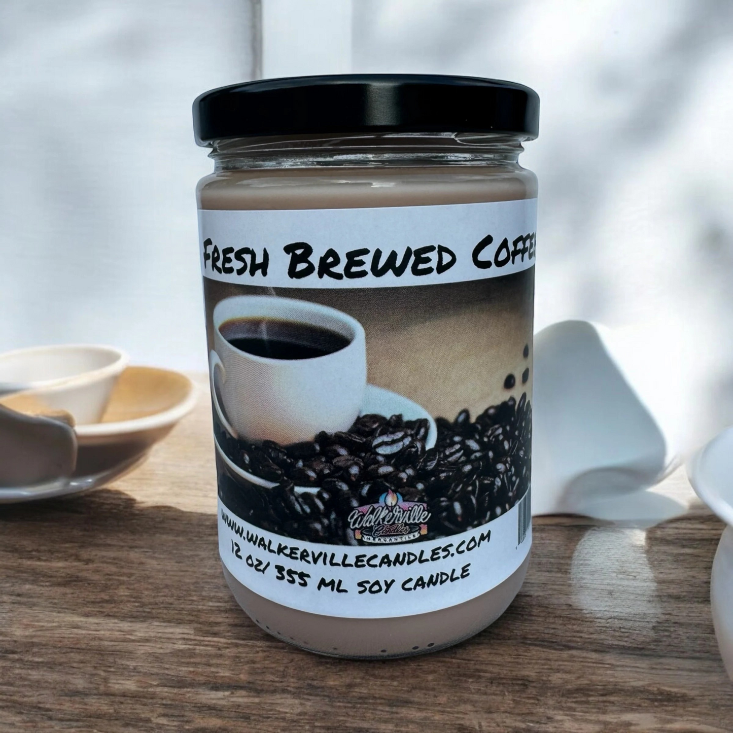 Fresh Brewed Coffee 100% Coconut Soy Eco-friendly 12 oz Candle Wood Wick