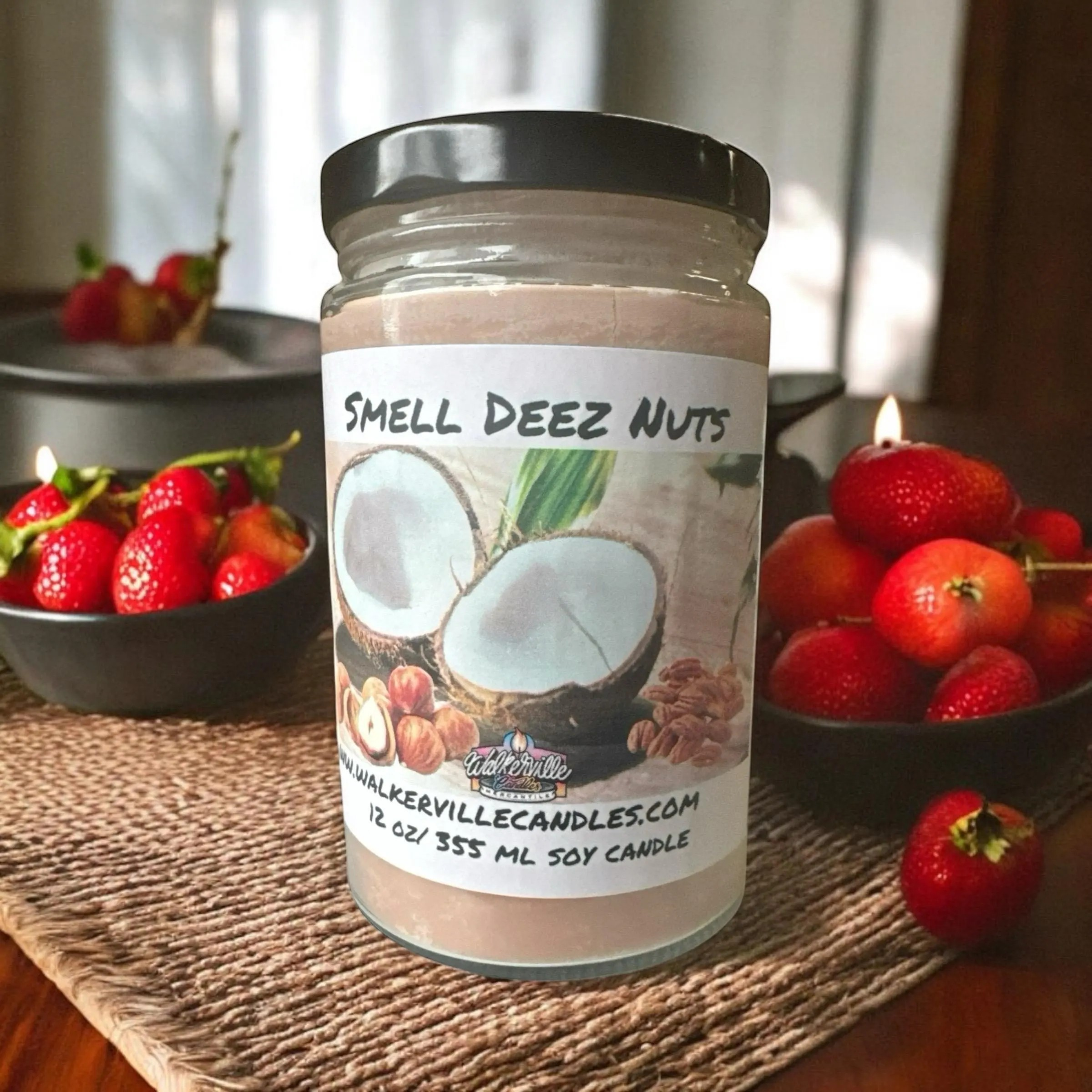 Smell Deez Nuts Vegan Coconut Soy 12 oz/ 355 ml Candle Hand-poured, Eco-friendly, Clean Burning, Bakery, Food, Drink
