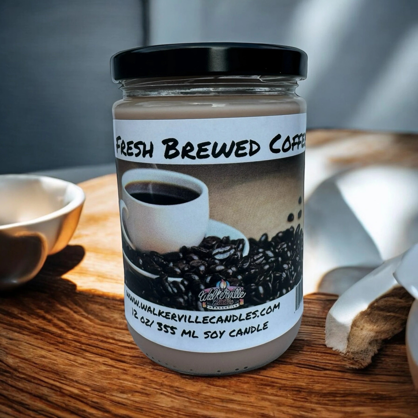 Fresh Brewed Coffee 100% Coconut Soy Eco-friendly 12 oz Candle Wood Wick
