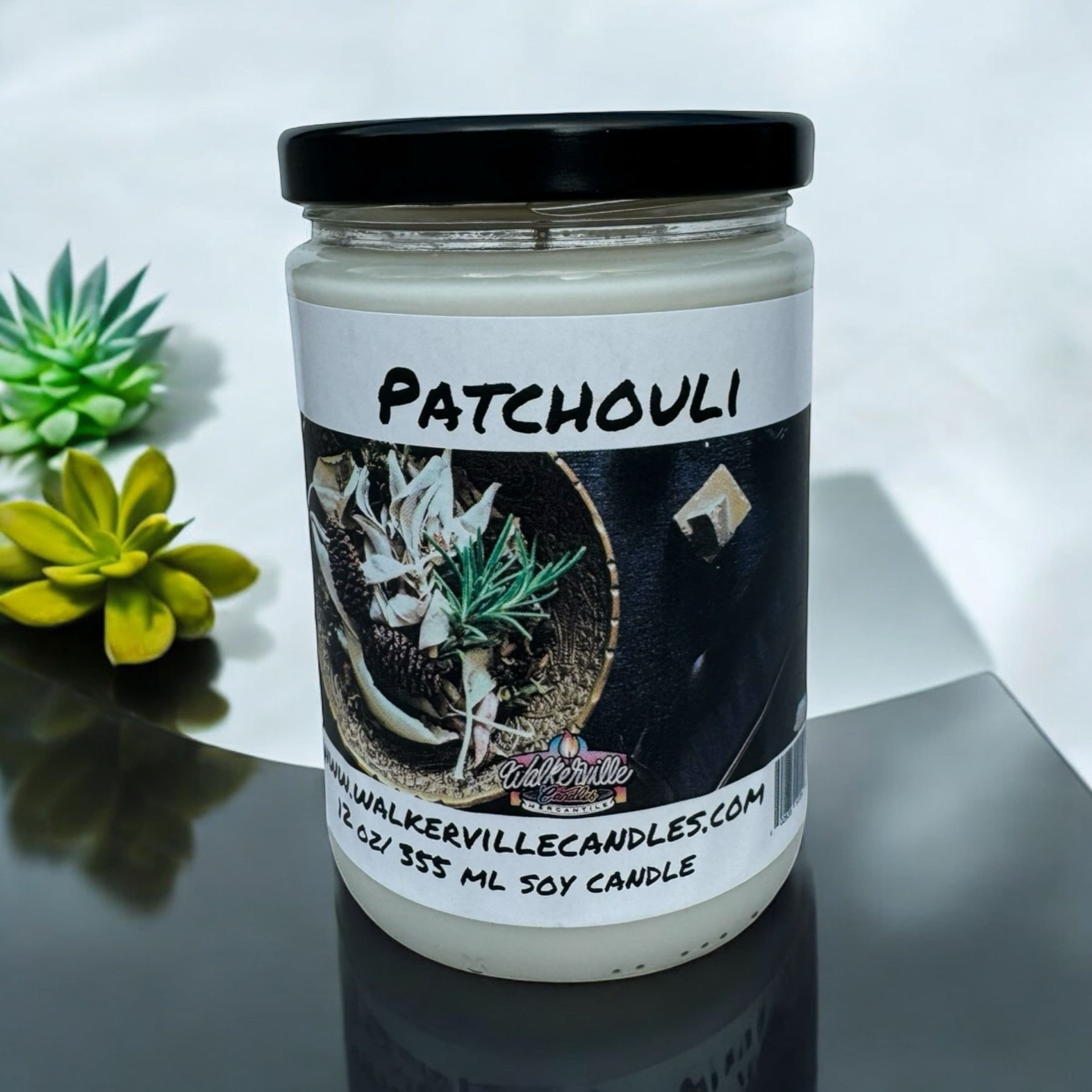 Patchouli Vegan Coconut Soy 12 oz/ 355 ml Candle Hand-poured, Eco-friendly, Clean Burning, Woodsy/ Clean Floral