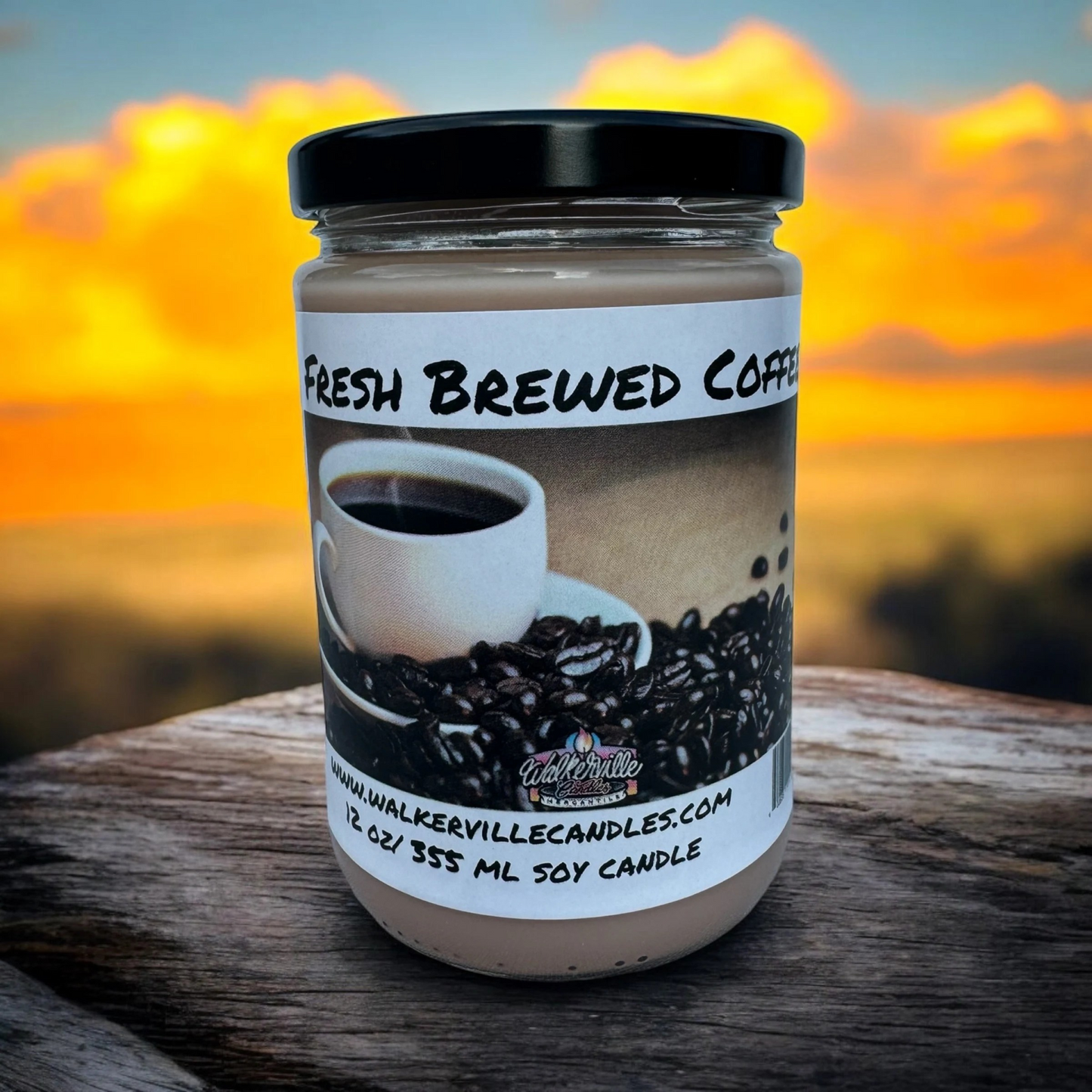 Fresh Brewed Coffee 100% Coconut Soy Eco-friendly 12 oz Candle Wood Wick