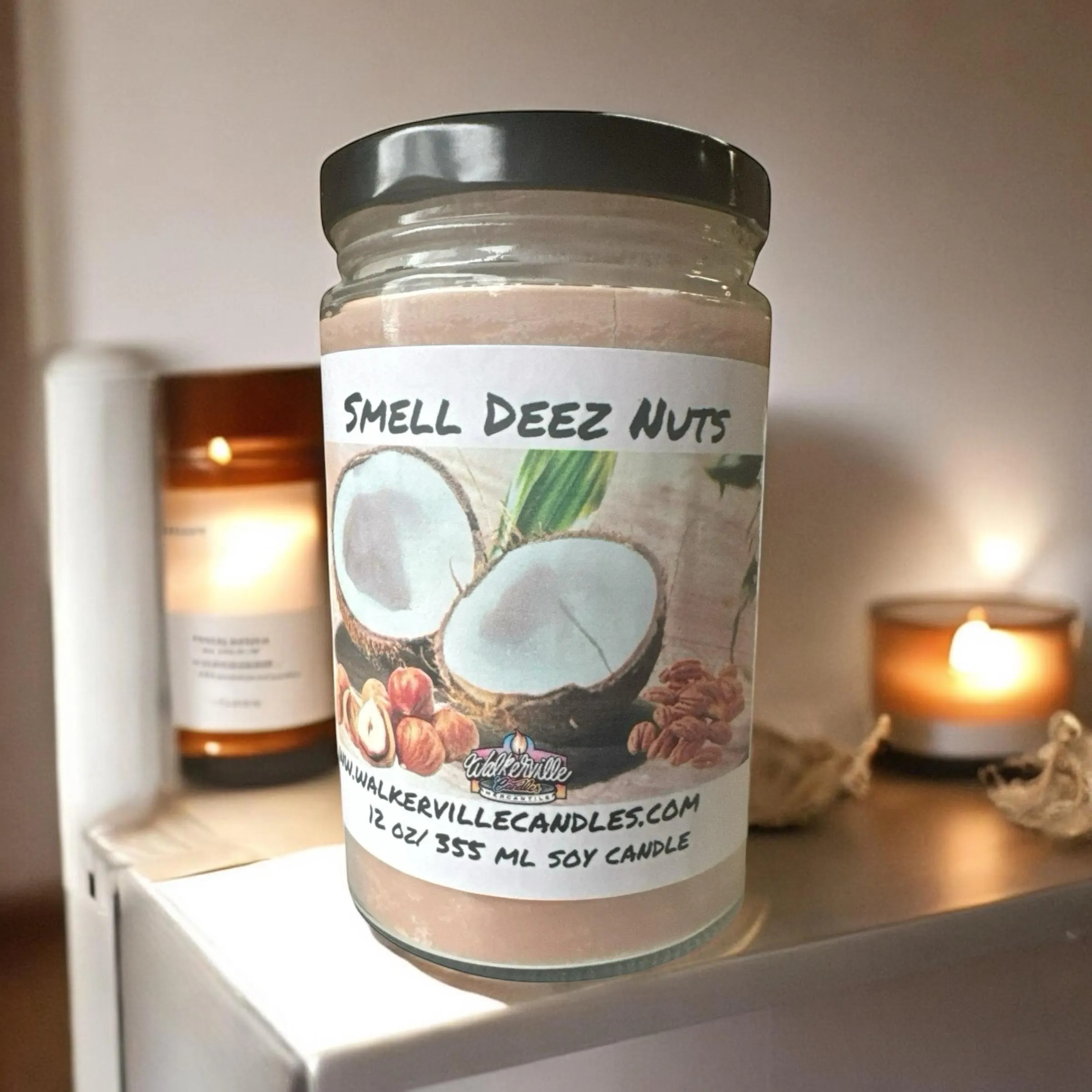 Smell Deez Nuts Vegan Coconut Soy 12 oz/ 355 ml Candle Hand-poured, Eco-friendly, Clean Burning, Bakery, Food, Drink