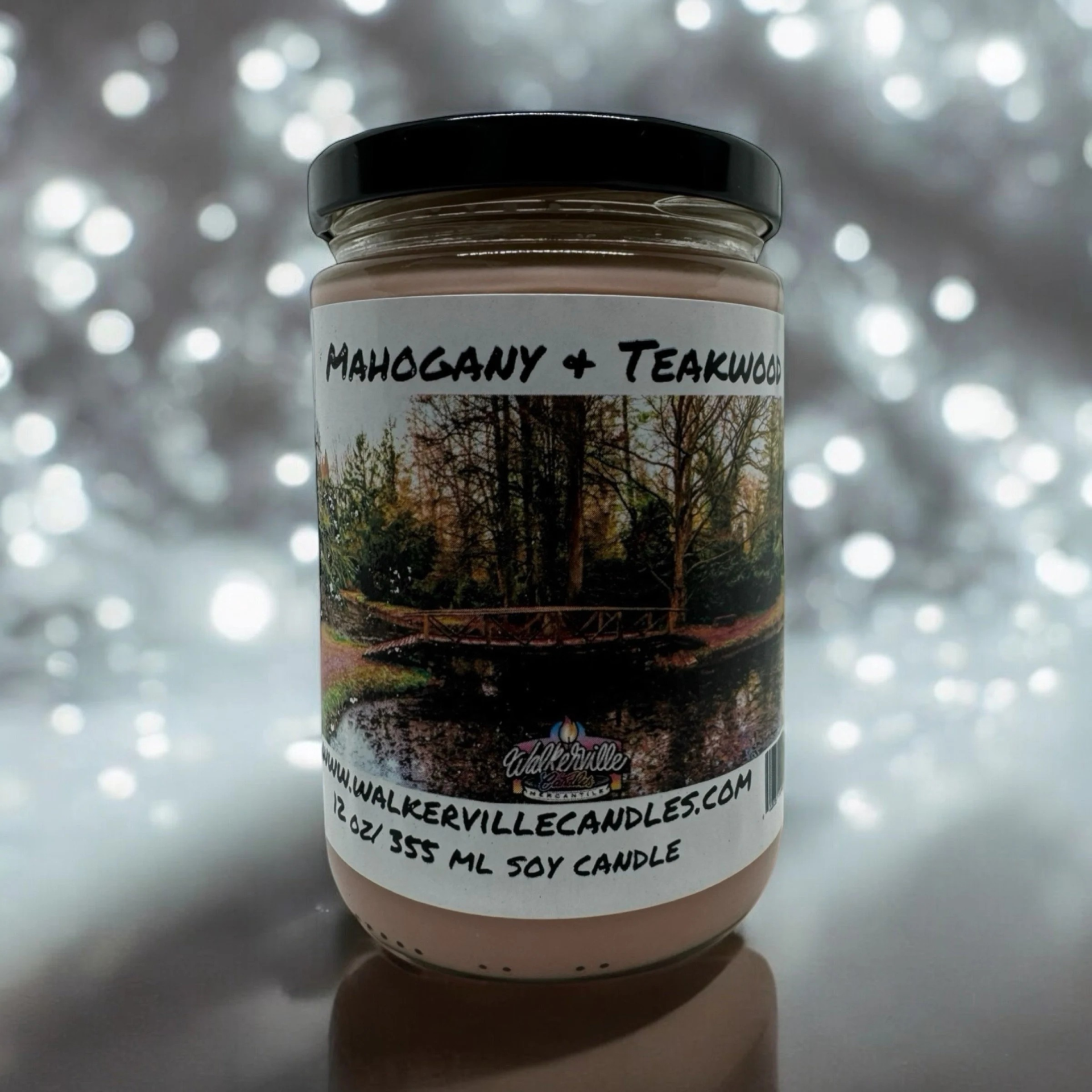 Mahogany & Teakwood Vegan Coconut Soy 12 oz/ 355 ml Candle Hand-poured, Eco-friendly, Clean Burning, Woodsy/ Clean Wood Wick