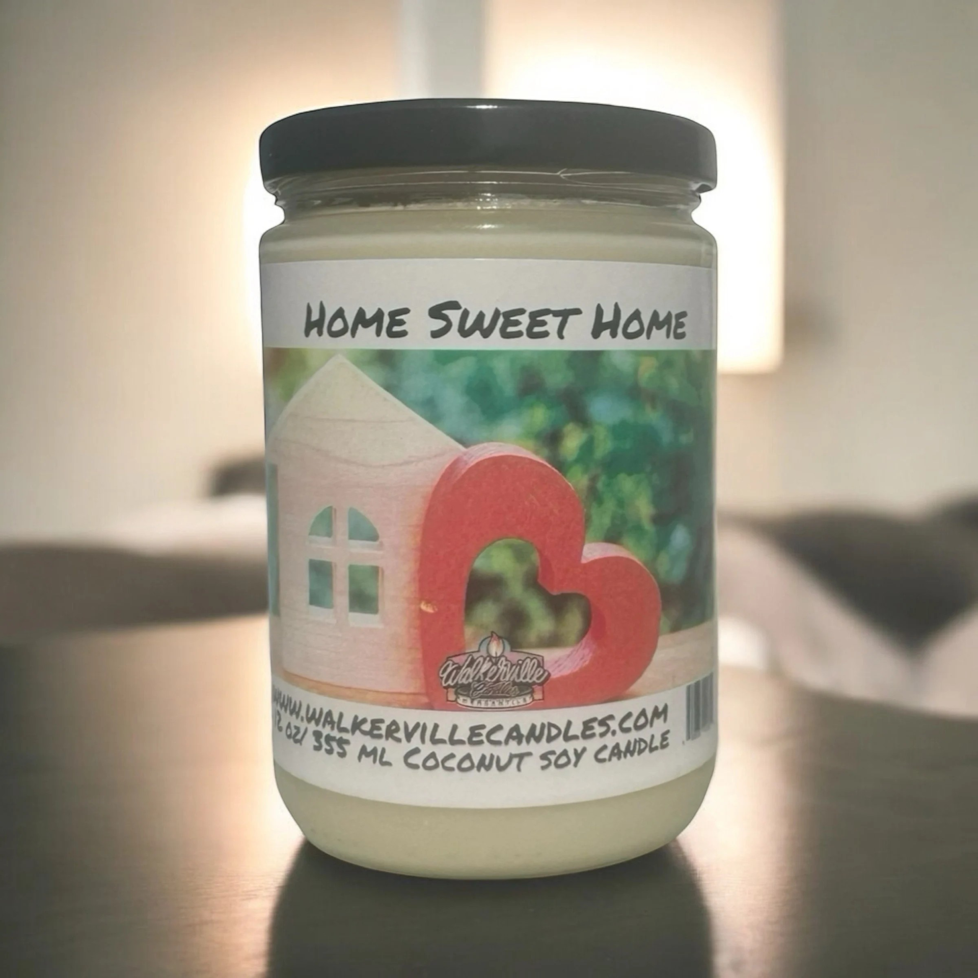 Home Sweet Home Vegan Coconut Soy 12 oz/ 355 ml Candle Hand-poured, Eco-friendly, Clean Burning, Woodsy/ Clean Wood Wick