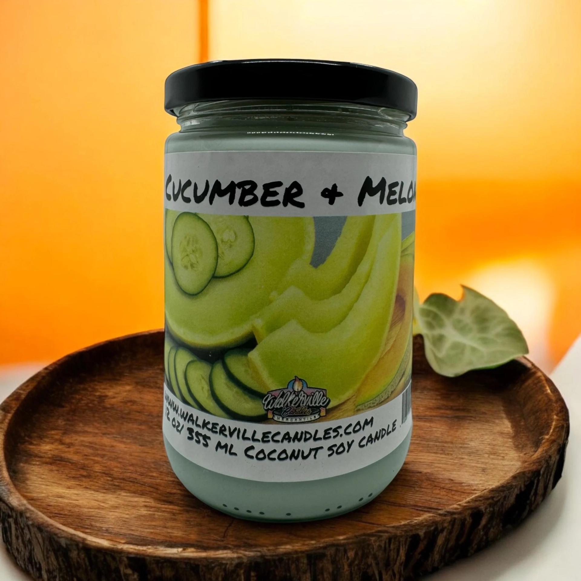 Cucumber & Melon Vegan Coconut Soy 12 oz/ 355 ml Candle Hand-poured, Eco-friendly, Clean Burning, Fruity