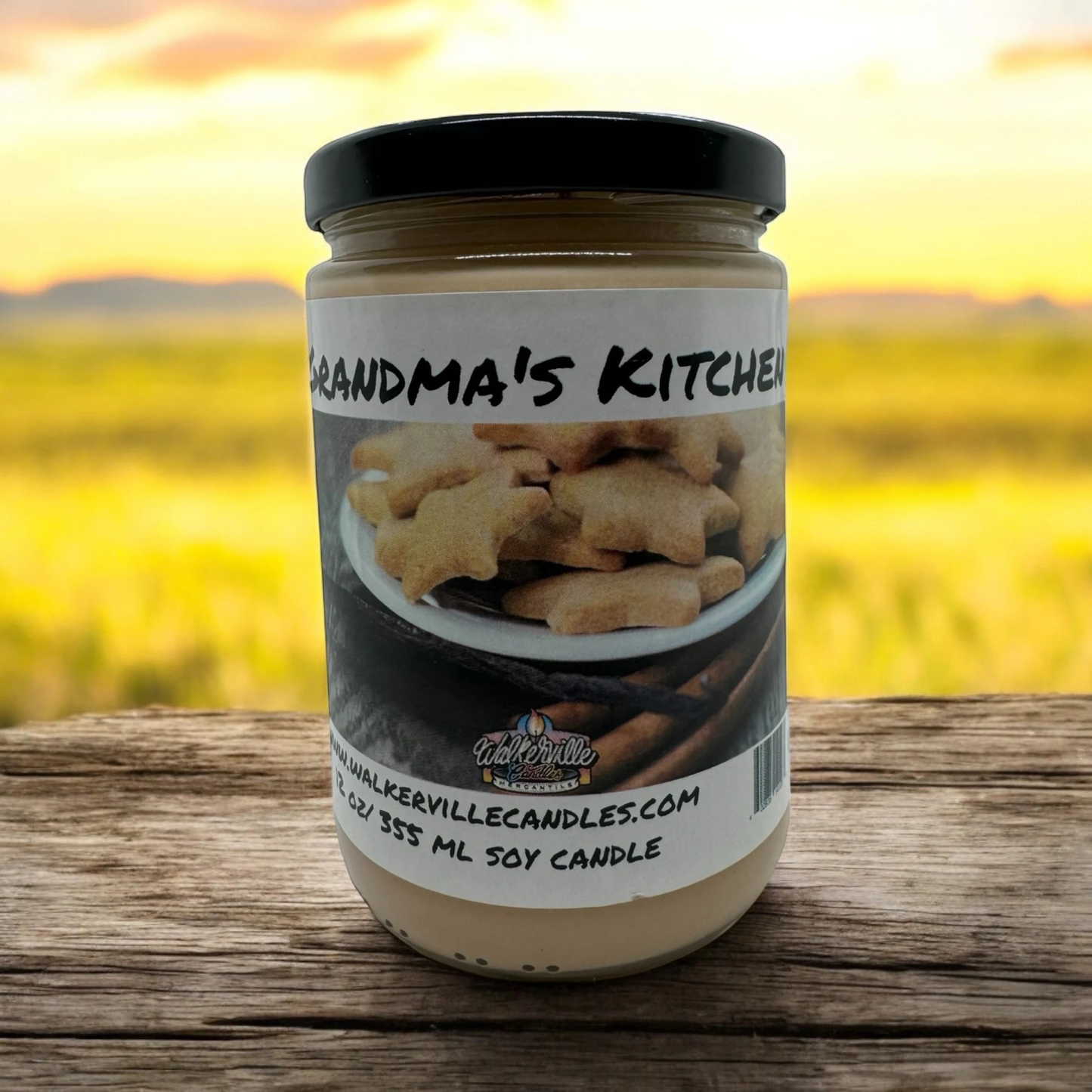 Grandma's Kitchen 100% Coconut Soy Eco-friendly 12 oz Candle Wood Wick