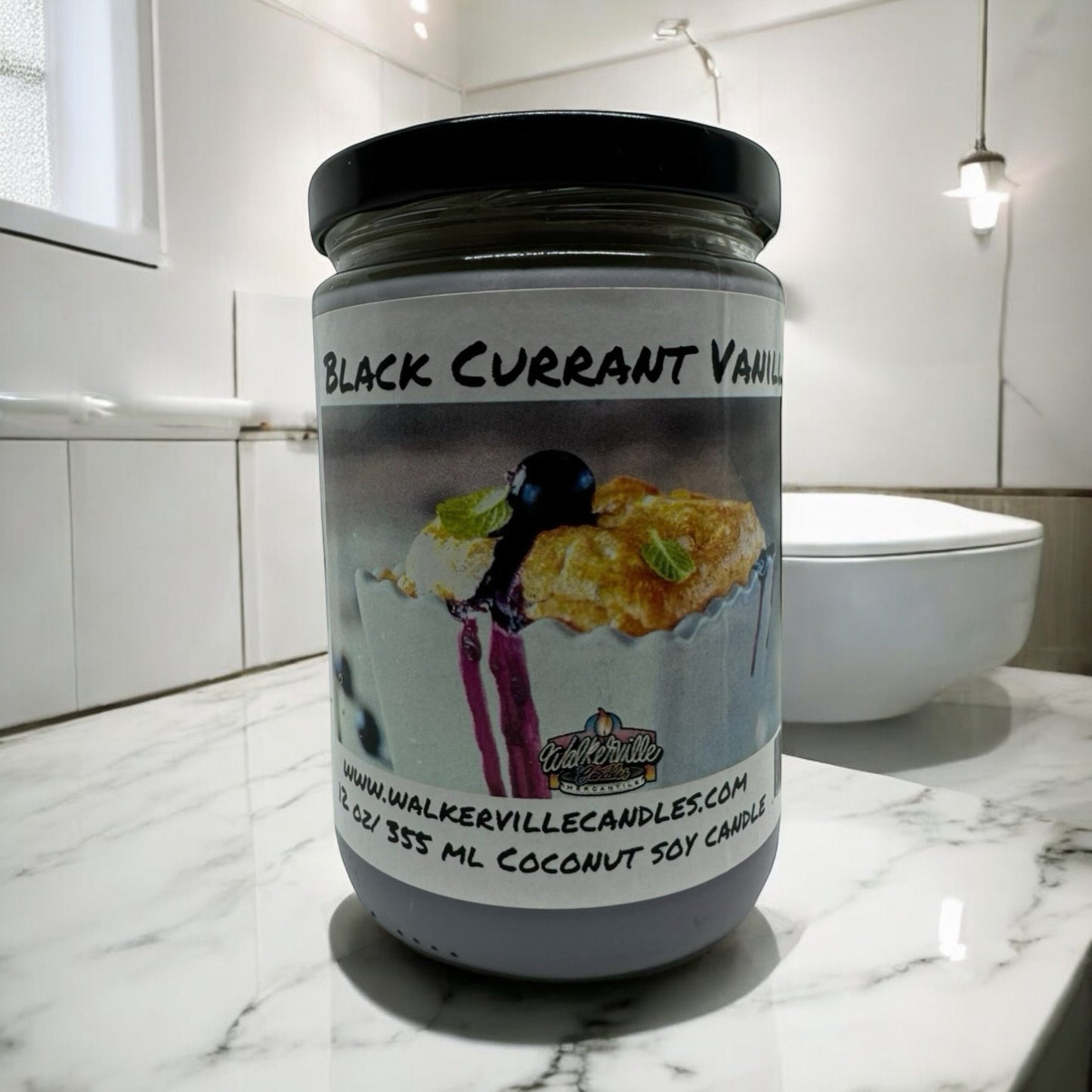 Black Currant Vanilla 100% Coconut Soy Eco-friendly 12 oz Candle Wood Wick