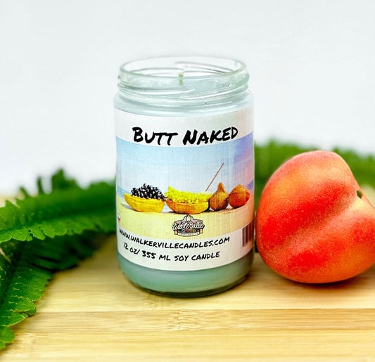 Butt Naked Vegan Coconut Soy 12 oz/ 355 ml Candle Hand-poured, Eco-friendly, Clean Burning, Fruity