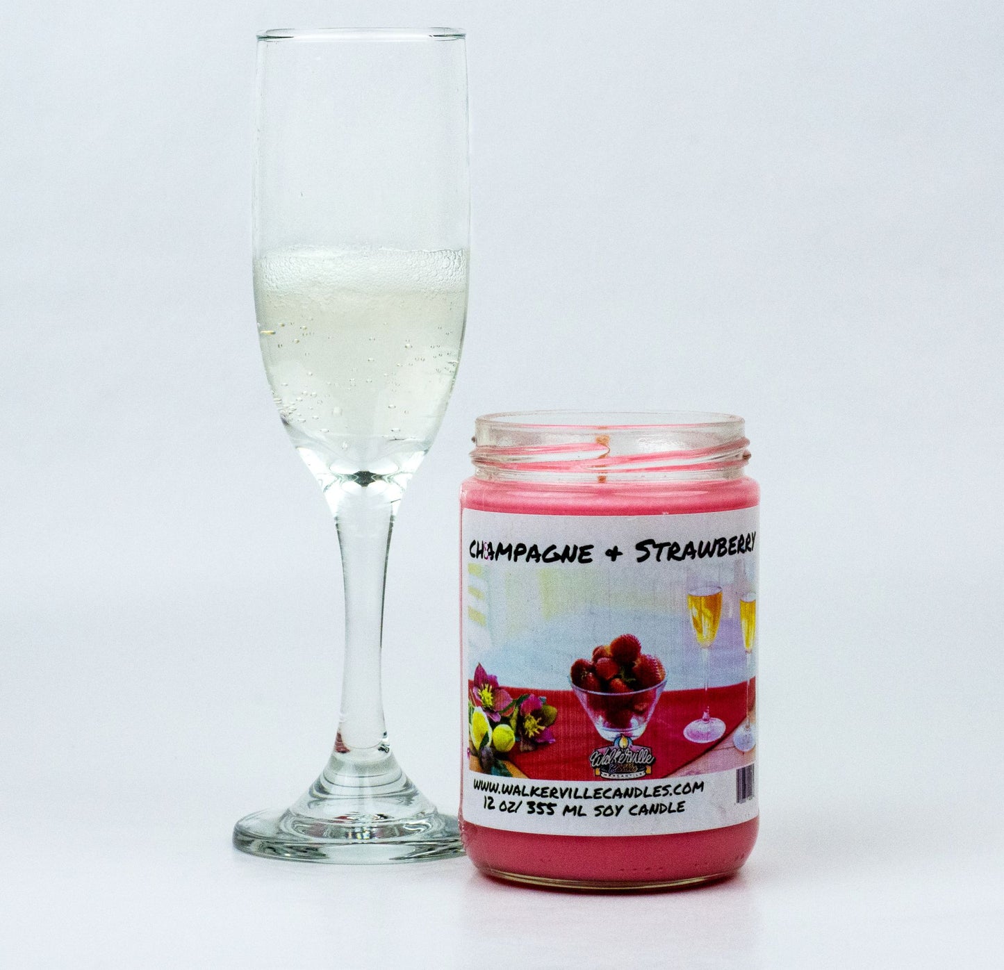 Champagne & Strawberries 100% Coconut Soy Eco-friendly 12 oz Candle