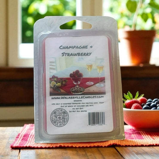 Champagne & Strawberries Vegan Soy wax, Hand-poured, Eco-friendly Bakery Food Drink Wax Melt