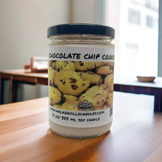 Chocolate Chip Cookie Vegan Coconut Soy 12 oz/ 355 ml Candle Hand-poured, Eco-friendly, Clean Burning, Bakery, Food, Drink Wood Wick