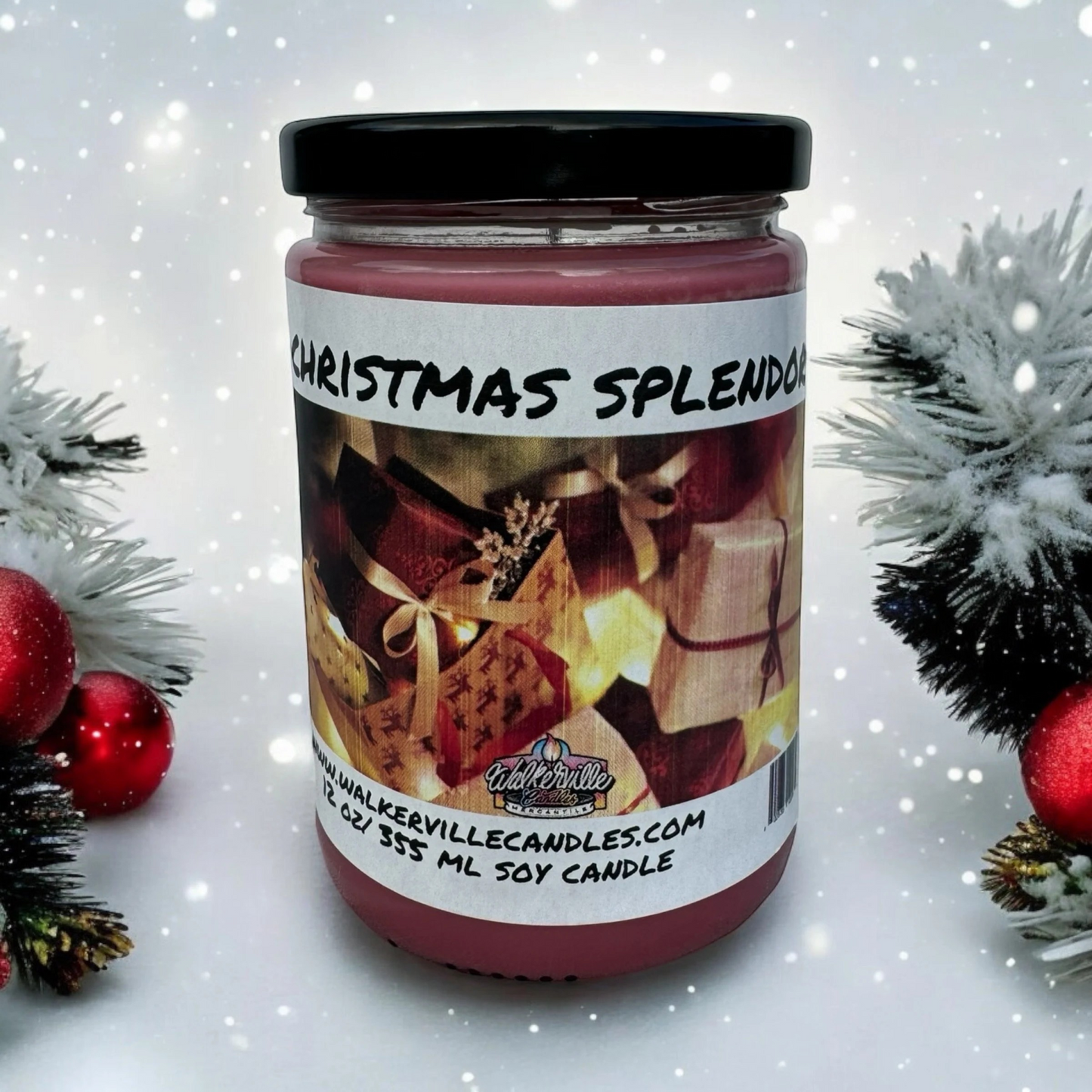 Christmas Splendor 100% Coconut Soy Eco-friendly 12 oz Candle Wood Wick