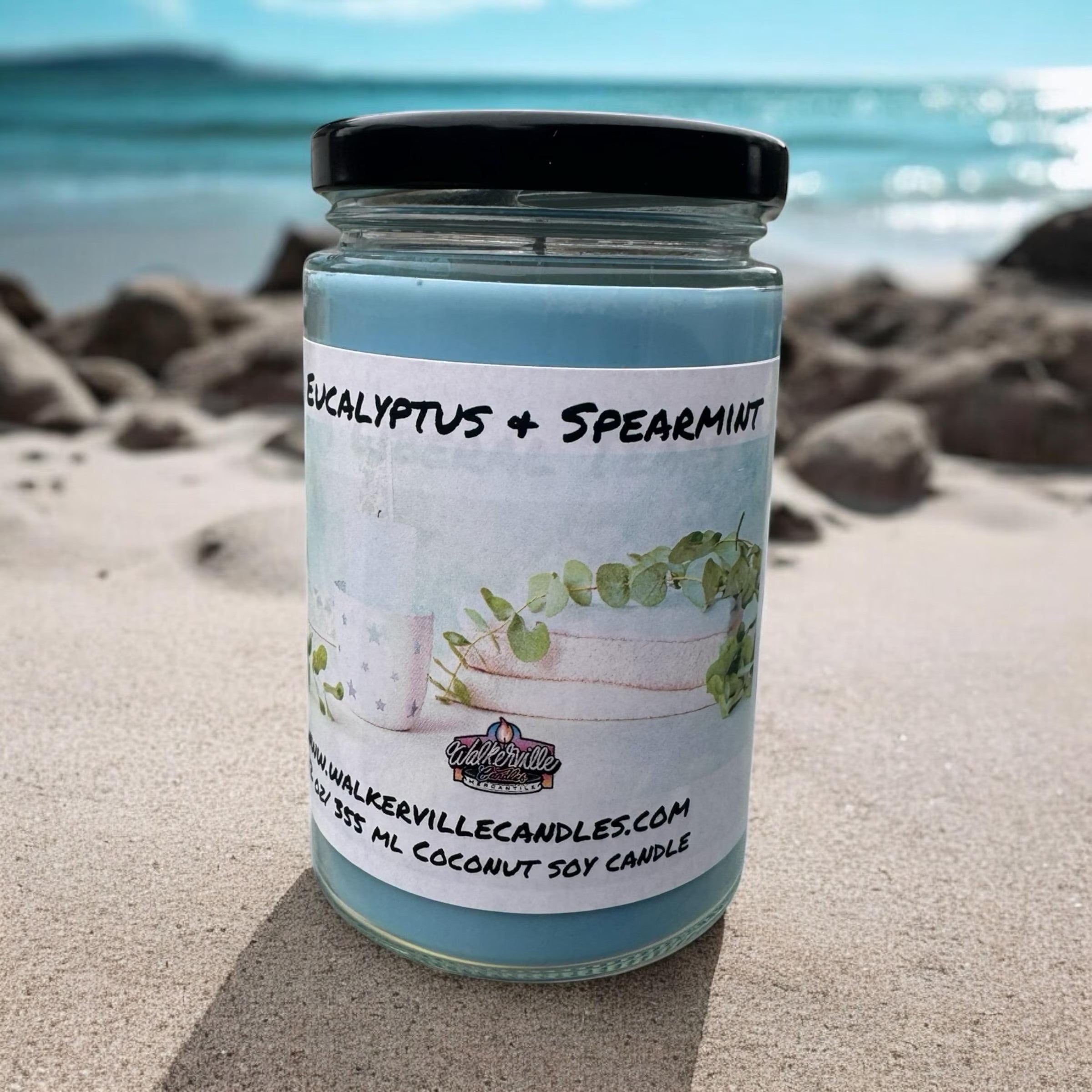 Eucalyptus & Spearmint Vegan Coconut Soy 12 oz/ 355 ml Candle Hand-poured, Eco-friendly, Clean Burning, Woodsy, Clean